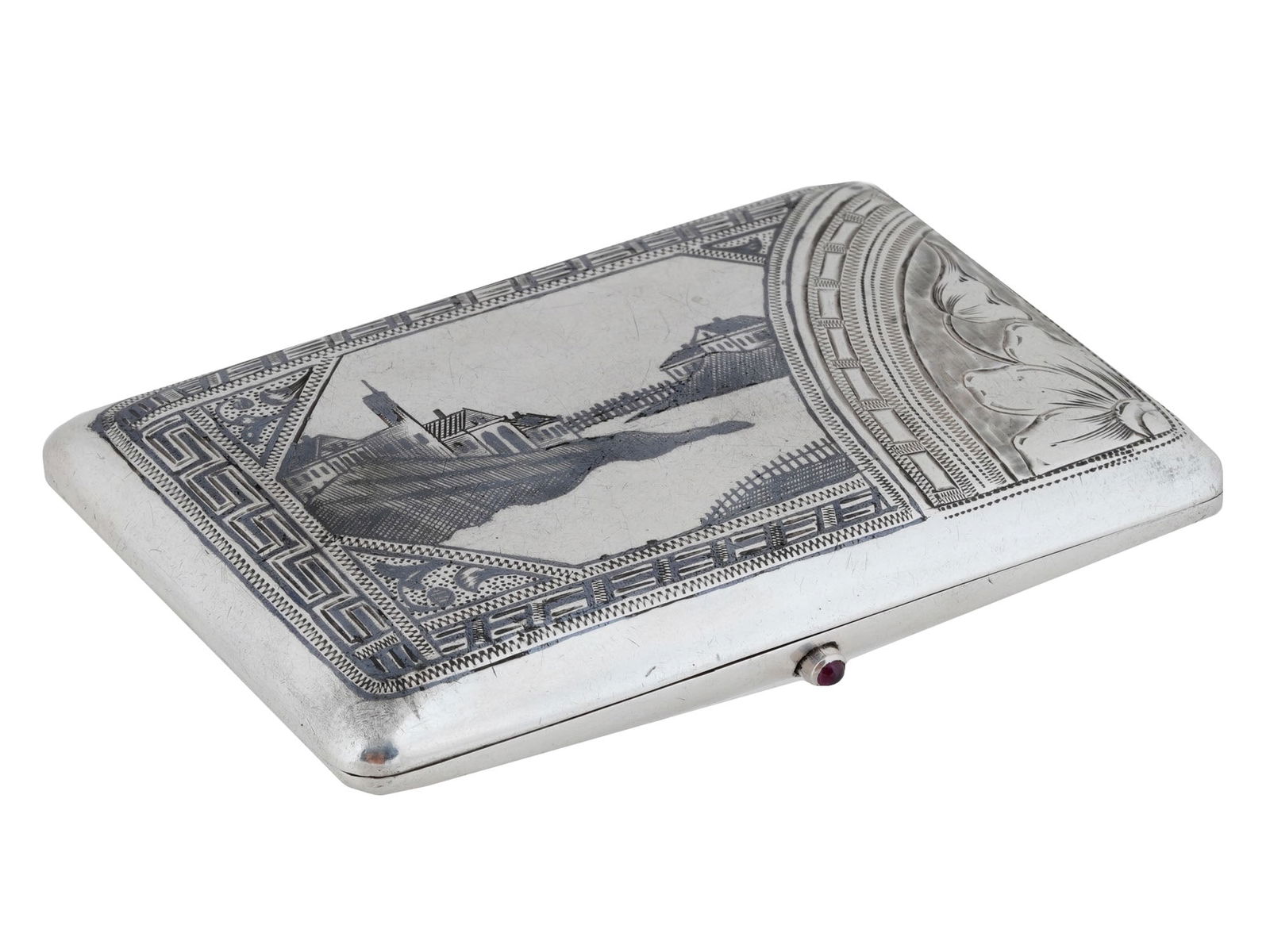 RUSSIAN 84 SILVER NIELLO ENGRAVED CIGARETTE CASE (1 of 6)