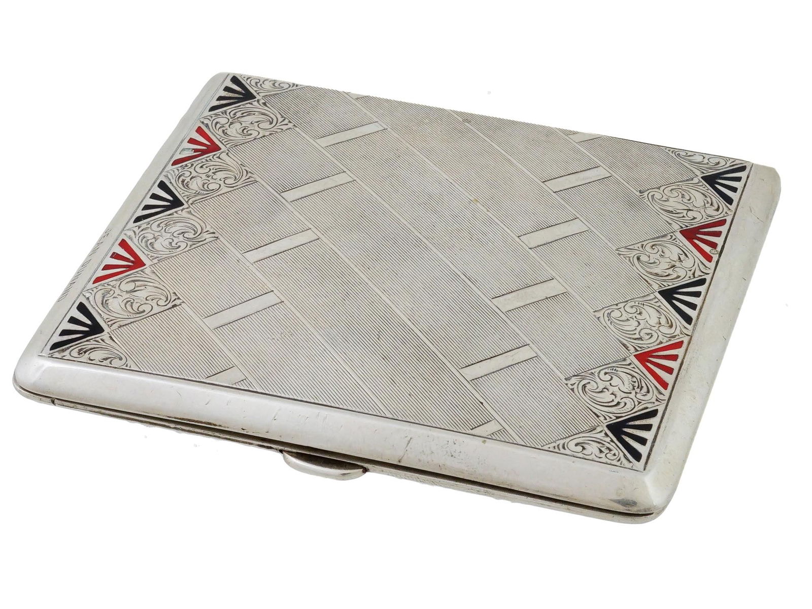 ANTIQUE ENAMEL SILVER CIGARETTE CASE BY JEAN DUNAND (1 of 9)