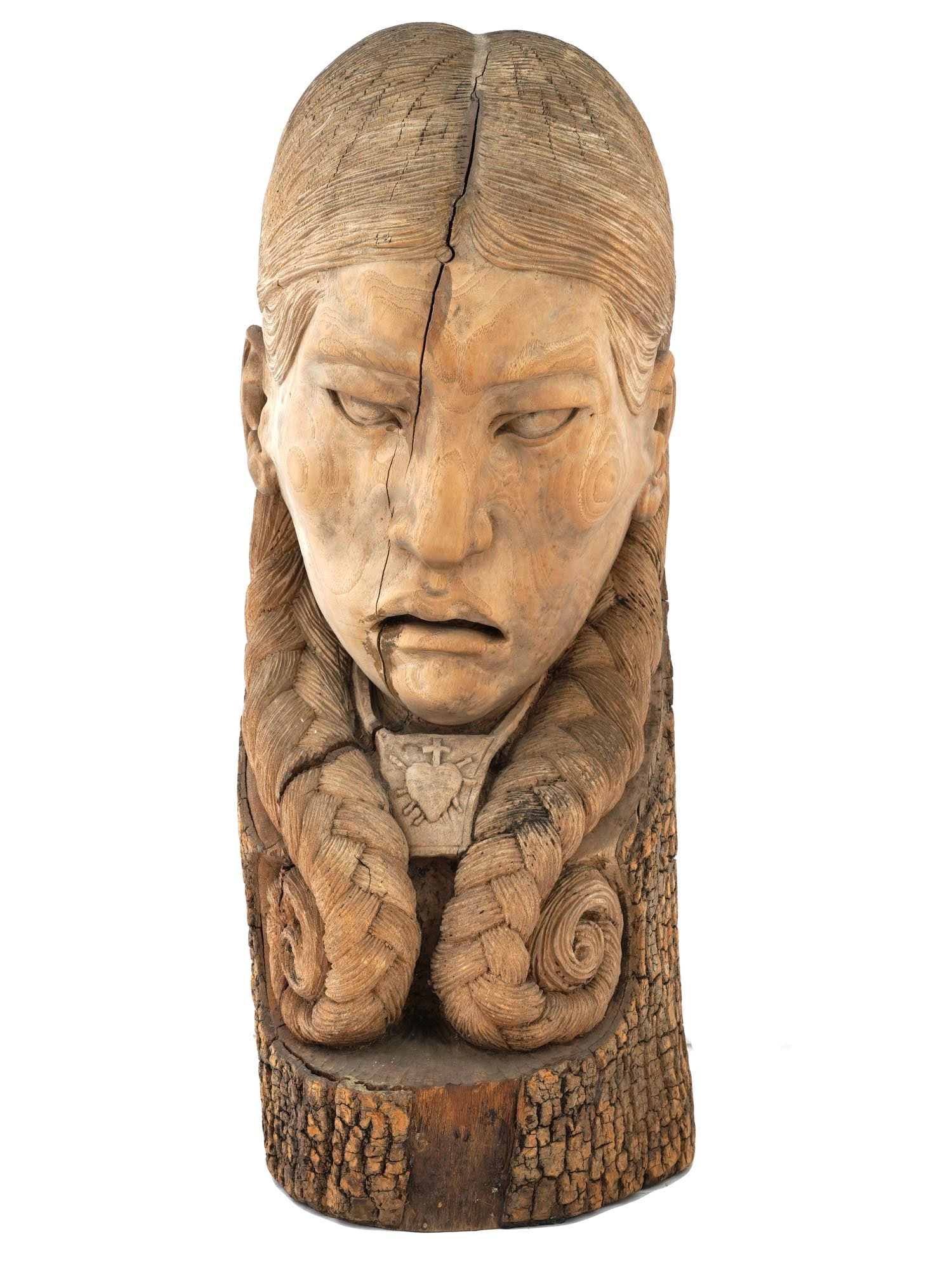 MEXICAN FIDIAS ELIZONDO WOODEN HEAD SCULPTURE 1927 (1 of 9)