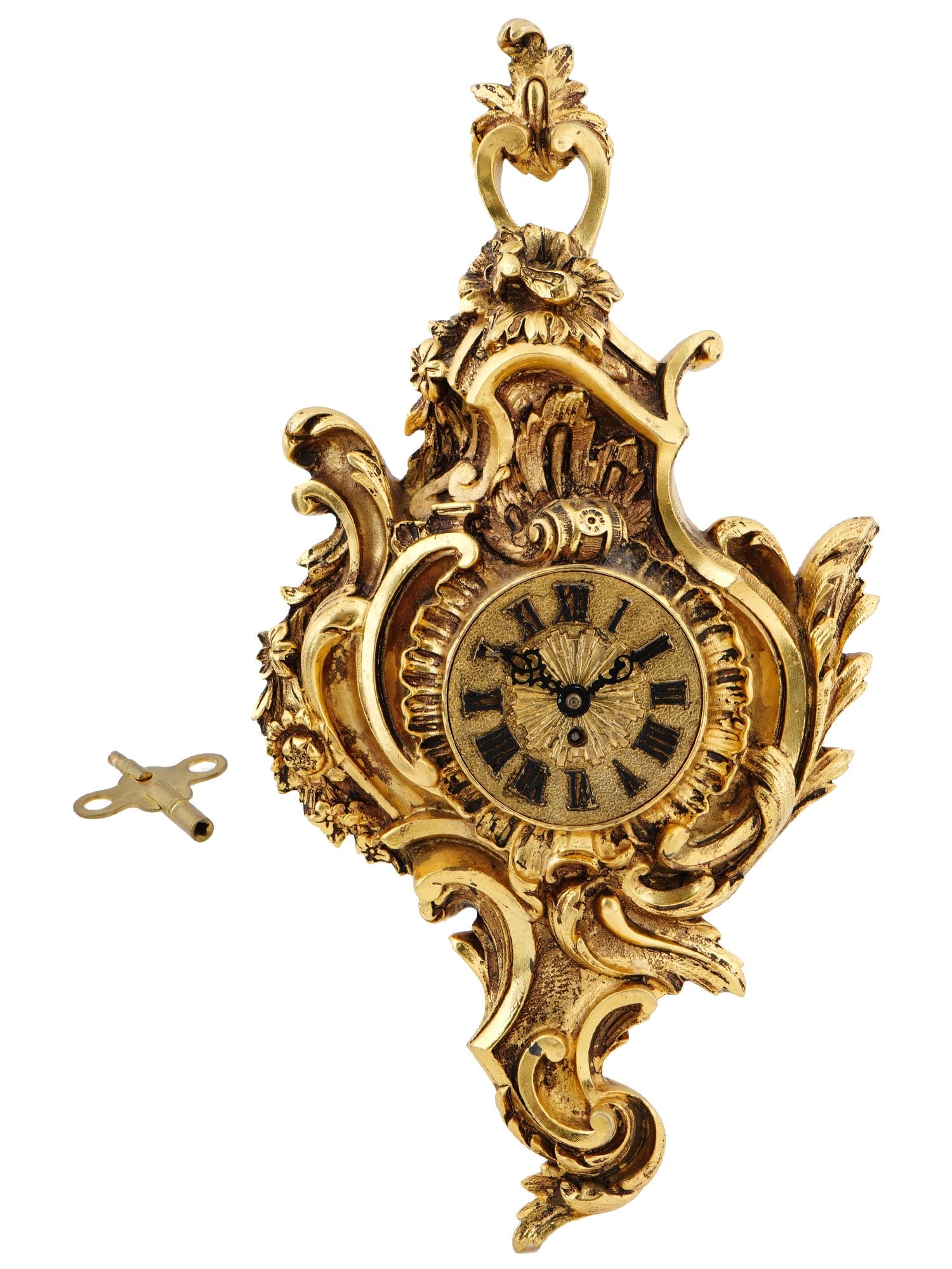 ANTIQUE ENGLISH SMITHS GILT BRASS WALL HANGING CLOCK (1 of 4)