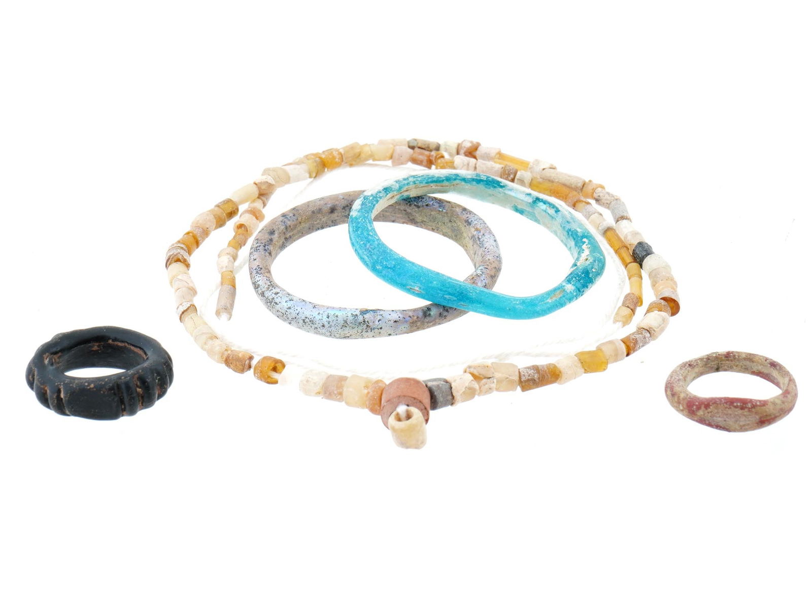 COLLECTION OF ANCIENT ROMAN COLORED GLASS ARTIFACTS (1 of 3)