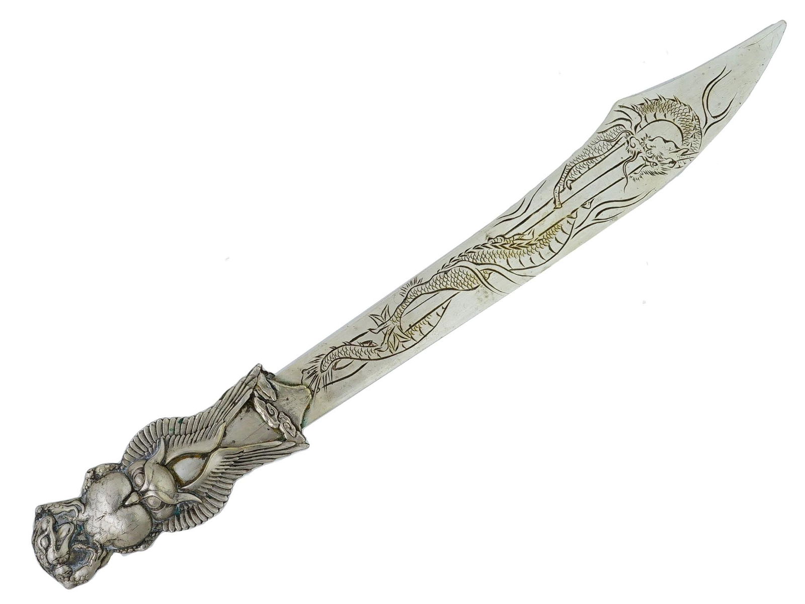 VINTAGE CHINESE ENGRAVED METAL LETTER OPENER (1 of 6)