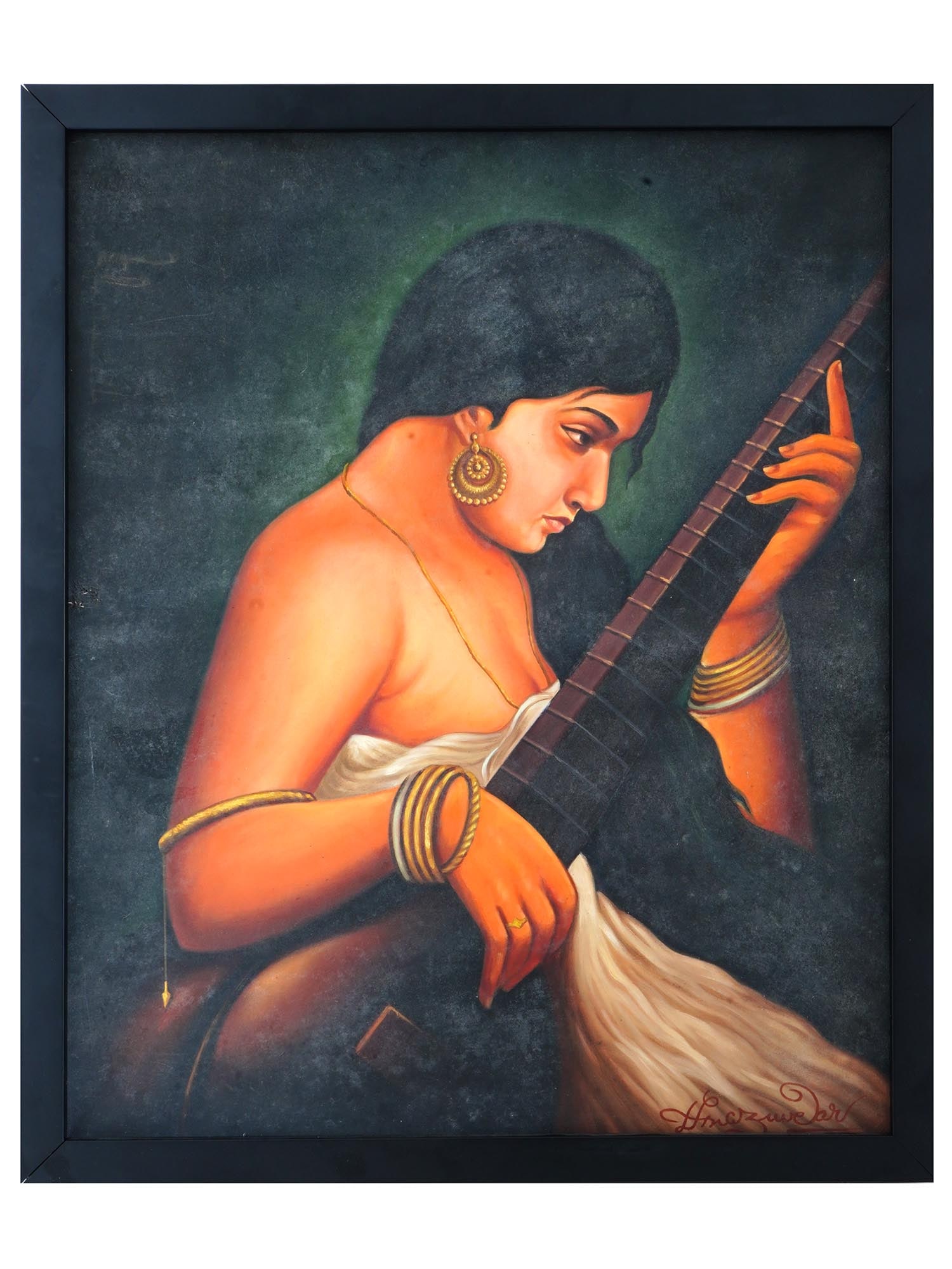 ATTR TO HEMENDRANATH MAZUMDAR INDIAN OIL PAINTING (1 of 5)