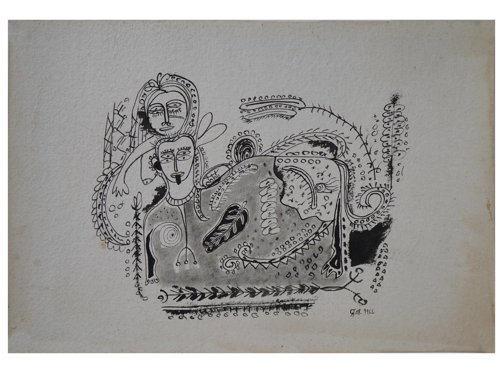 INDIAN SYMBOLIST INK DRAWING BY PRABHAKAR BARWE (1 of 5)