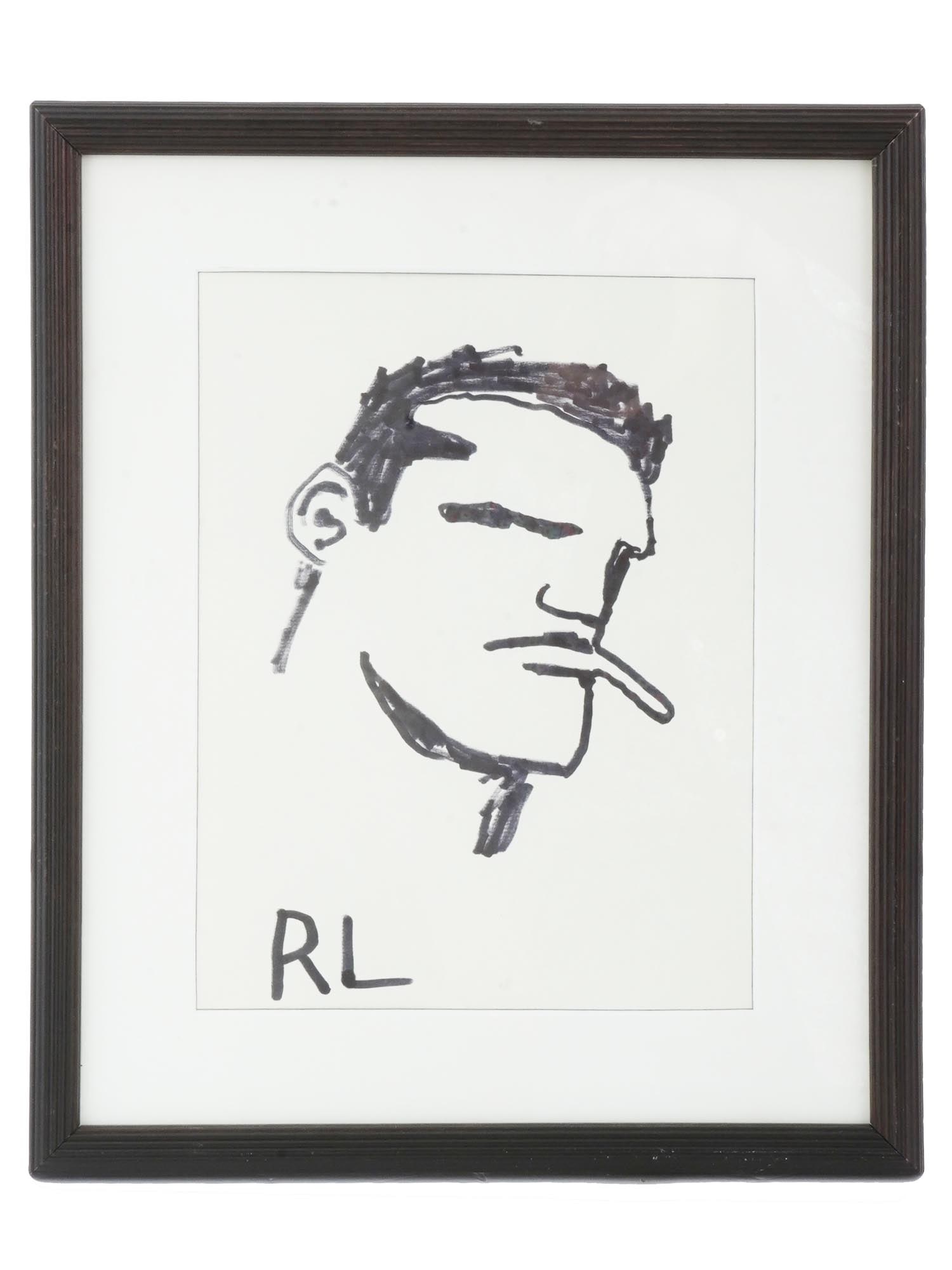 AMERICAN MODERNIST MALE PORTRAIT DRAWING SIGNED (1 of 4)