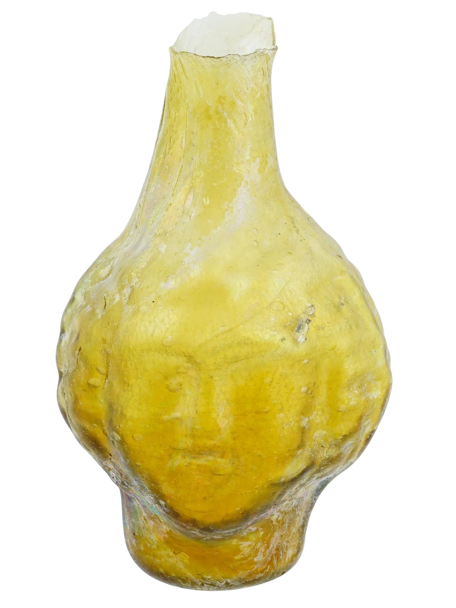 ANCIENT ROMAN YELLOW GLASS BOTTLE WITH FACE (1 of 8)