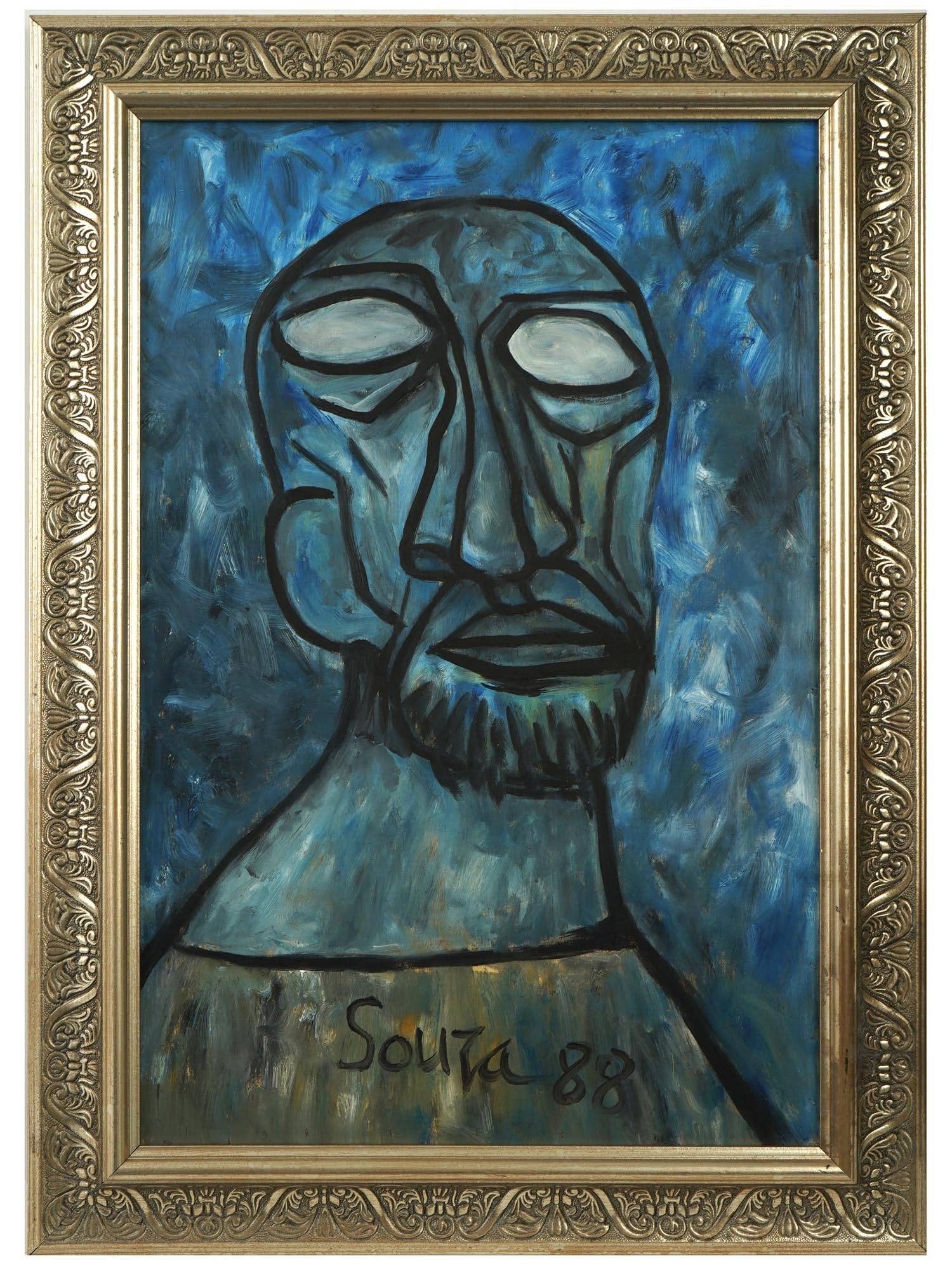 INDIAN OIL PAINTING ATTR FRANCIS NEWTON SOUZA W COA (1 of 5)