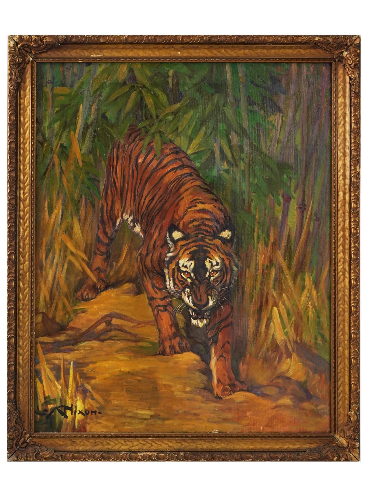 MID CENT ENGLISH OIL PAINTING TIGER BY KAY NIXON (1 of 4)