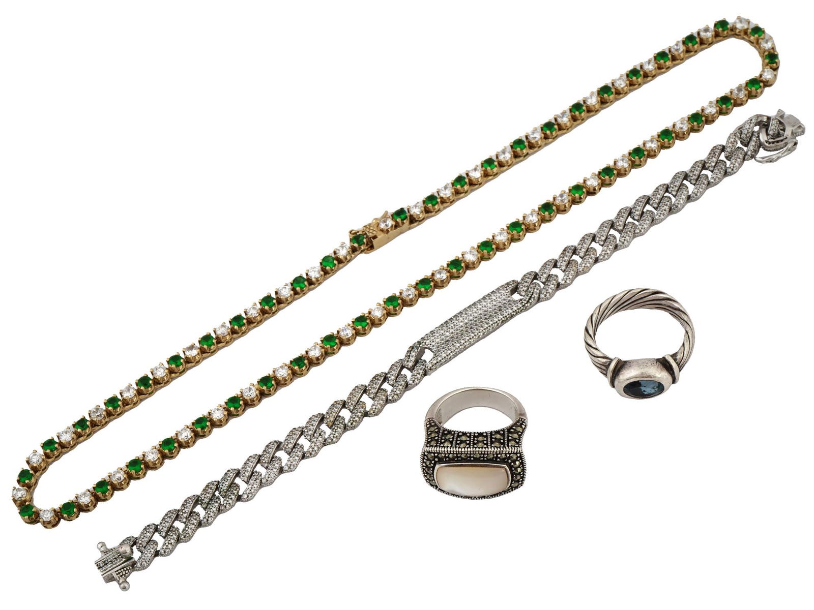 VINTAGE JEWELRY STERLING SILVER NECKLACE AND RINGS (1 of 12)