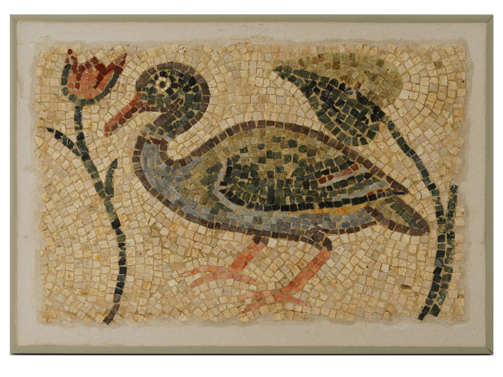 ANCIENT ROMAN EGYPTIAN DUCK AND LOTUS FLOWER MOSAIC (1 of 3)