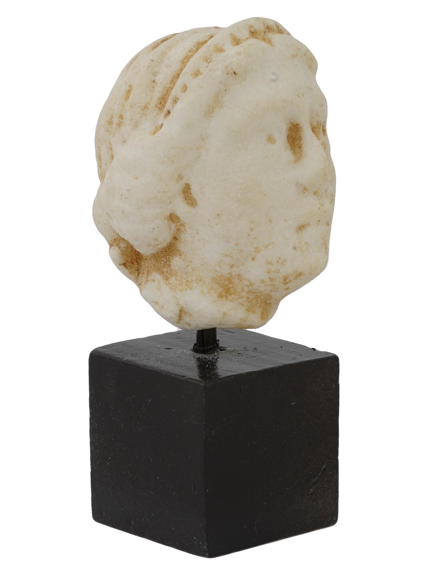 ANCIENT ROMAN CARVED MARBLE FEMALE HEAD SCULPTURE (1 of 7)