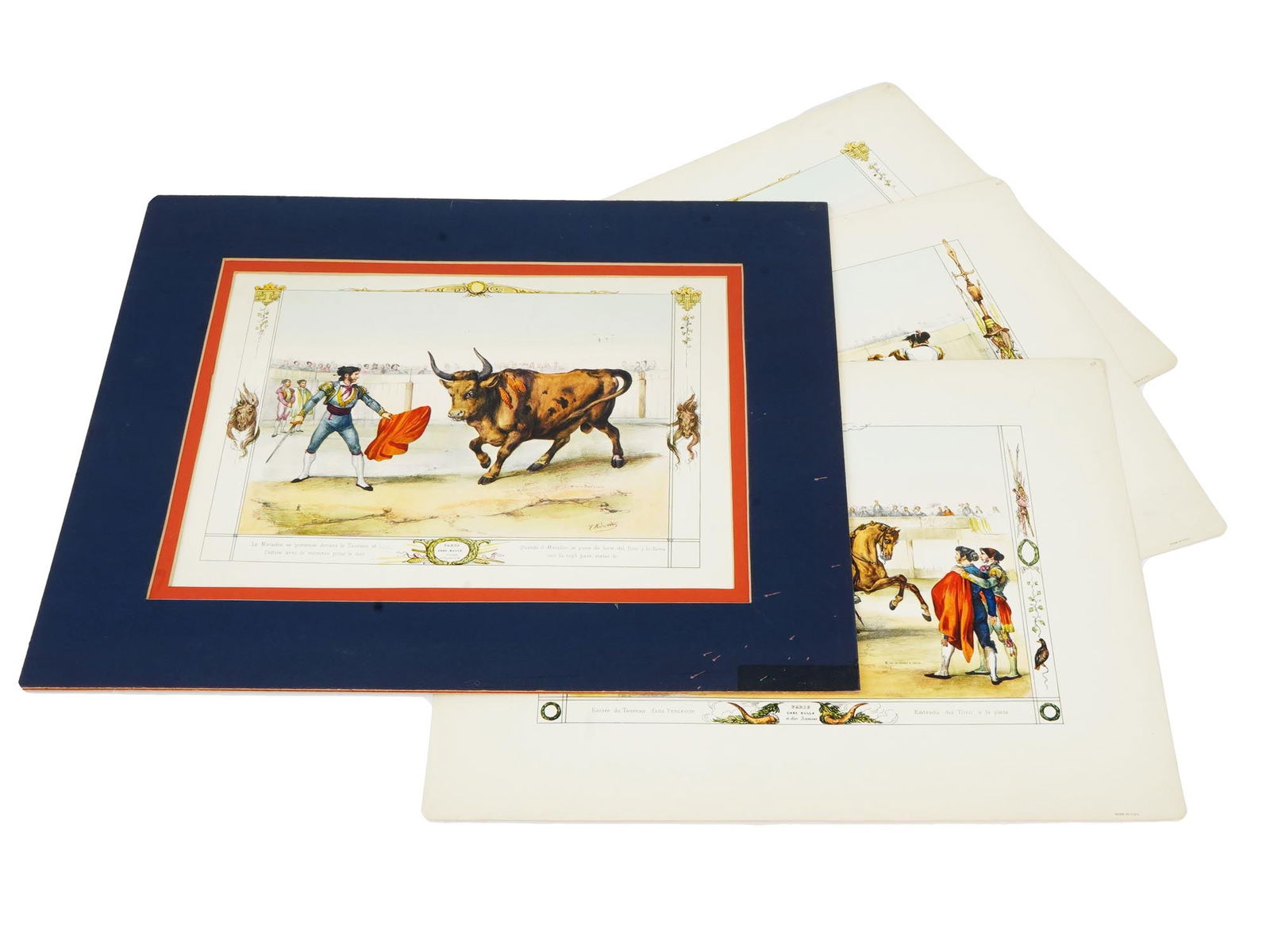 LOT OF FRENCH BULL FIGHTING LITHOGRAPHS BY VICTOR ADAM (1 of 12)