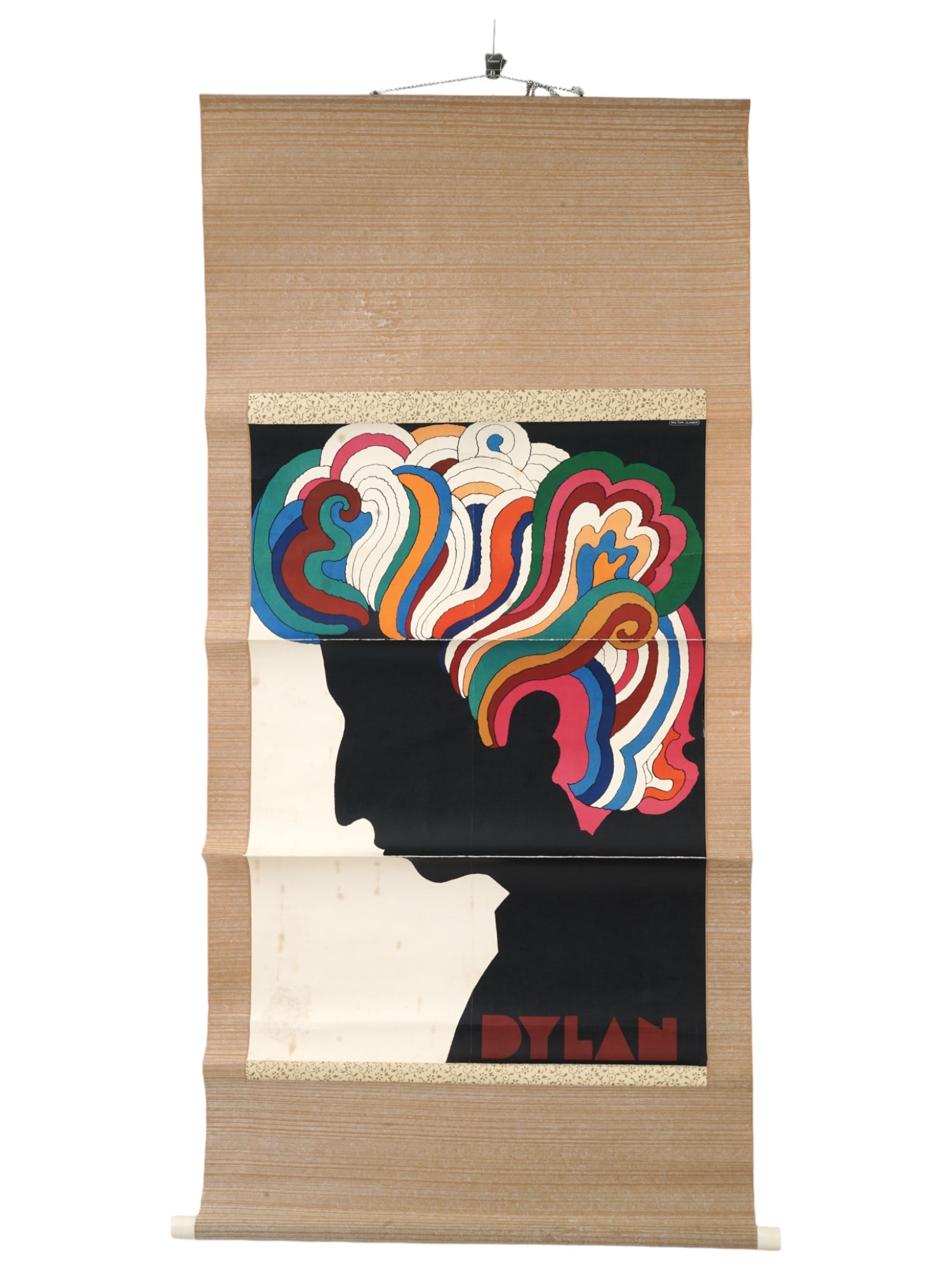 1966 BOB DYLAN LITHOGRAPH POSTER BY MILTON GLASER: Color offset lithograph on paper by Milton Glaser, 1929 to 2020, an American graphic designer best known for the creation of the I Love NY logo. This lot is among the designers famous works, the 1966