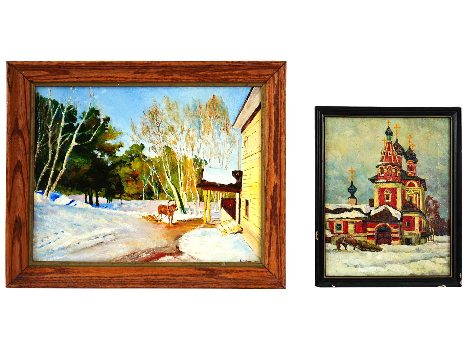 VINTAGE RUSSIAN OIL ON CANVAS LANDSCAPE PAINTINGS (1 of 8)