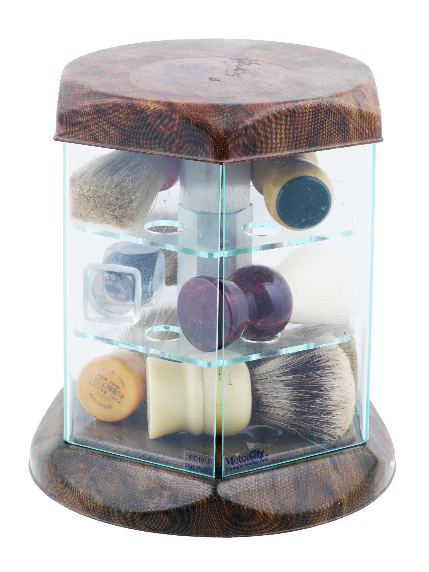VINTAGE DISPLAY BOX WITH 7 SHAVING BRUSHES (1 of 8)