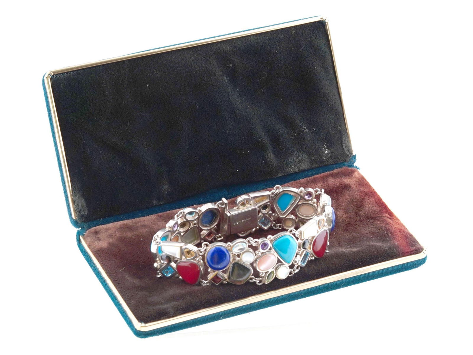 THAI LT STERLING SILVER  MULTI GEMSTONE BRACELET (1 of 9)