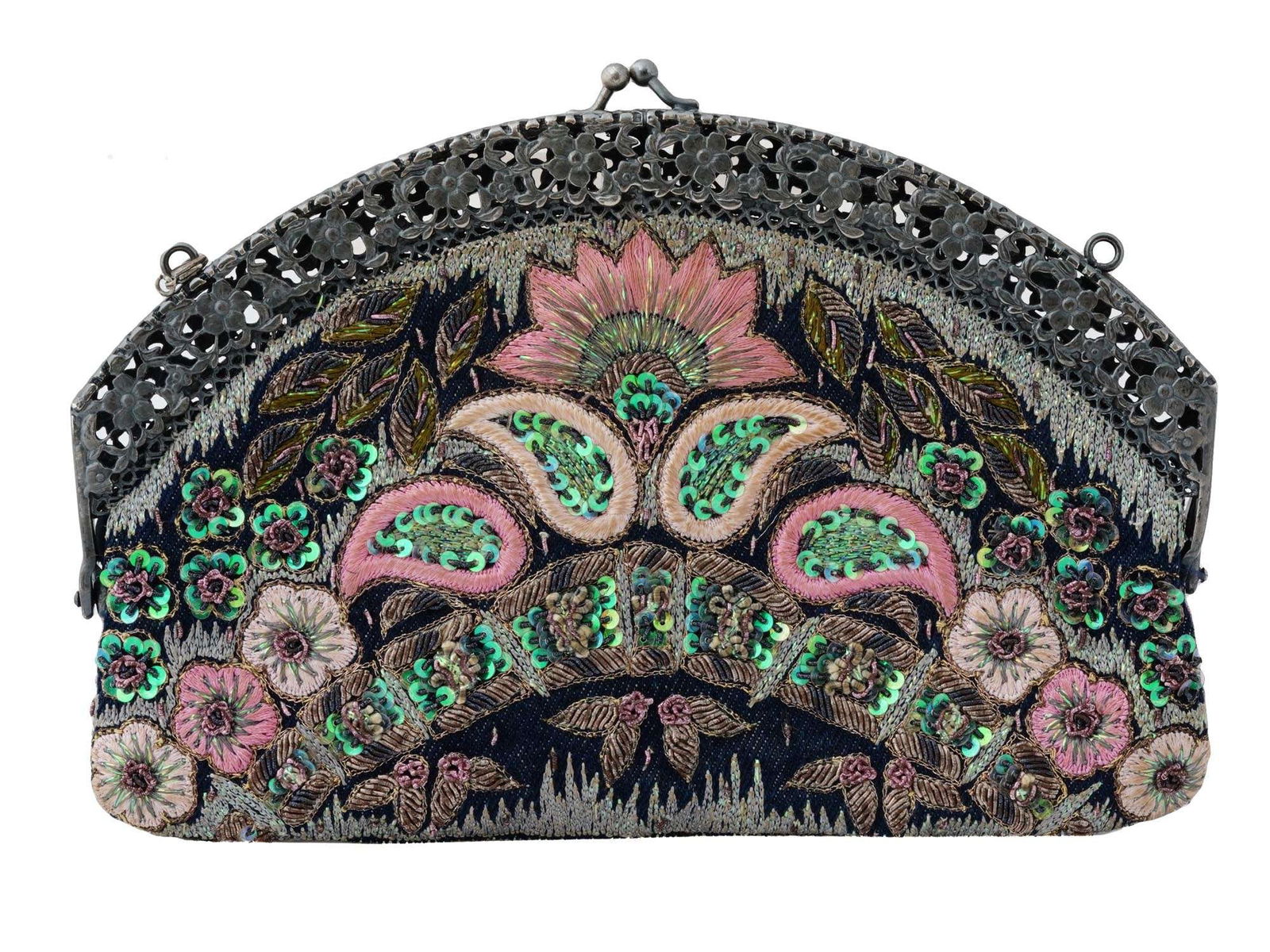 EMBROIDERED BADGLEY MISCHKA CLUTCH PURSE W SEQUINS (1 of 5)