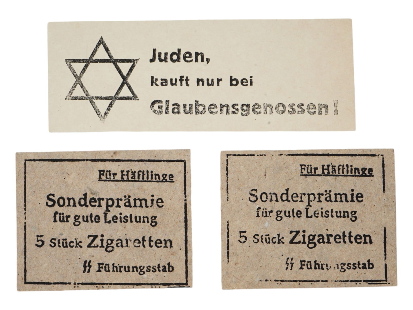 WWII MODEL JEWISH CONCENTRATION CAMP VOUCHERS (1 of 2)