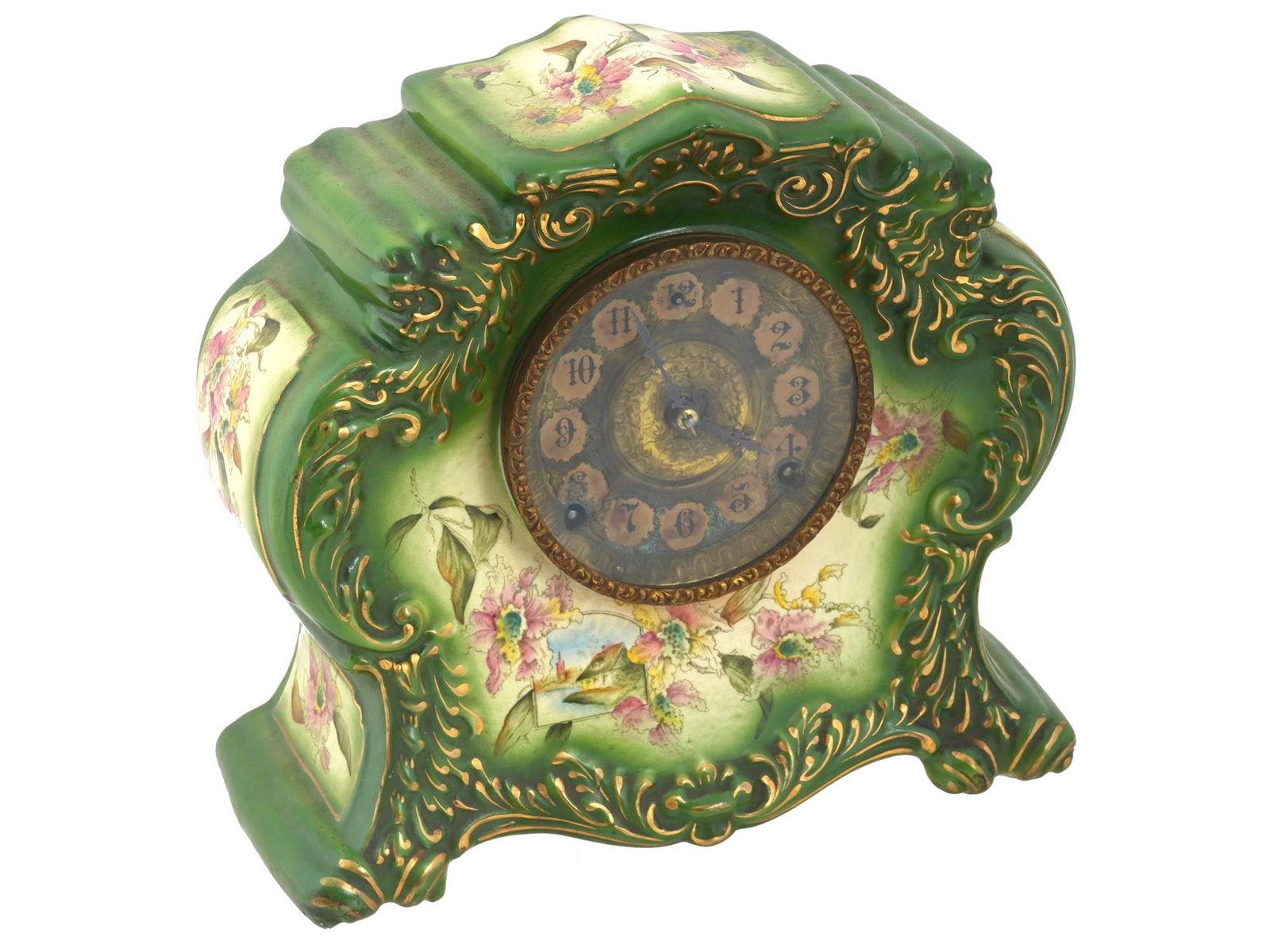 ANTIQUE WILLIAM L GILBERT PORCELAIN MANTEL CLOCK (1 of 9)