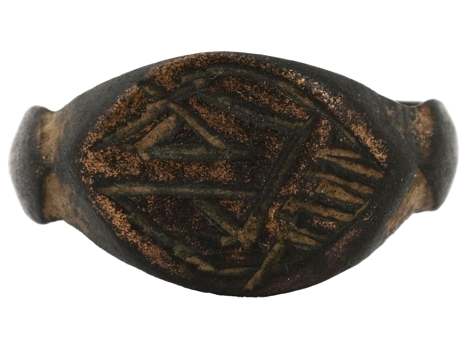 ANCIENT EGYPTIAN BRONZE RING W ENGRAVED PATTERN (1 of 4)