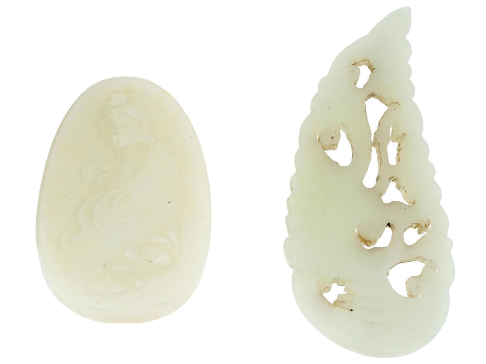 CHINESE HETIAN WHITE JADE CARVED PENDANTS (1 of 4)