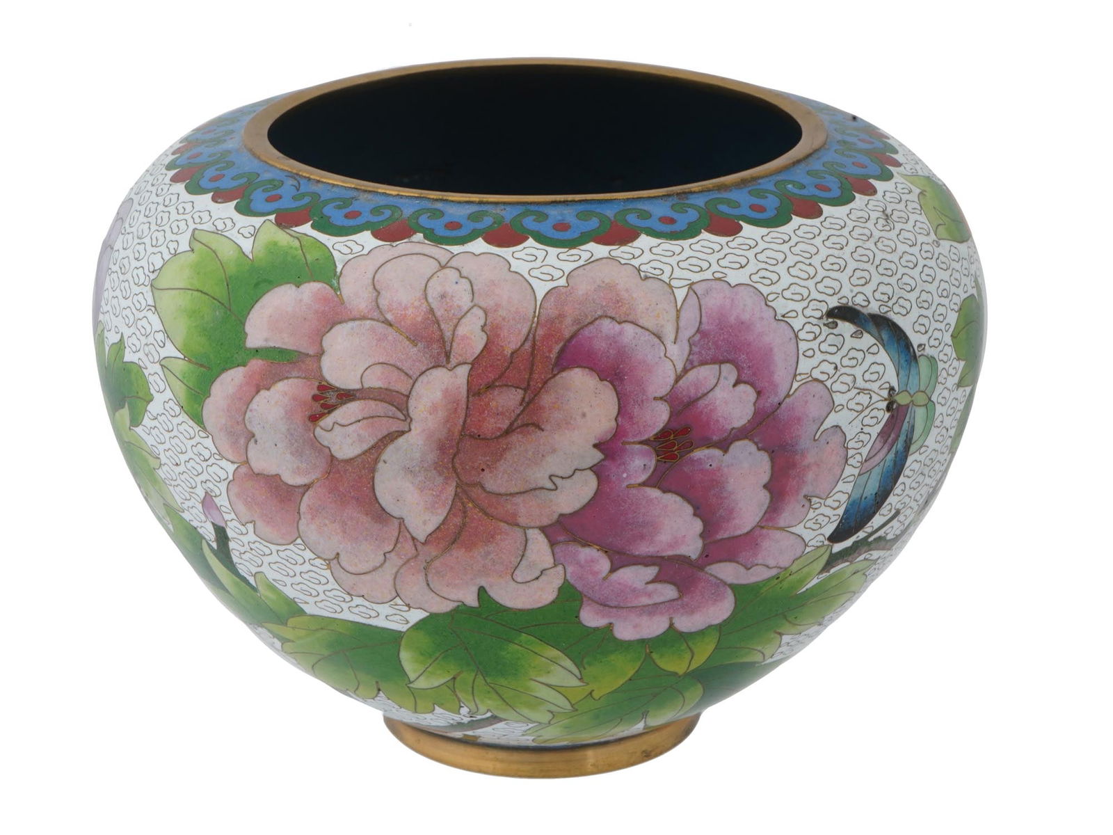 ANTIQUE CHINESE CLOISONNE ENAMEL FLOWER VASE POT (1 of 6)