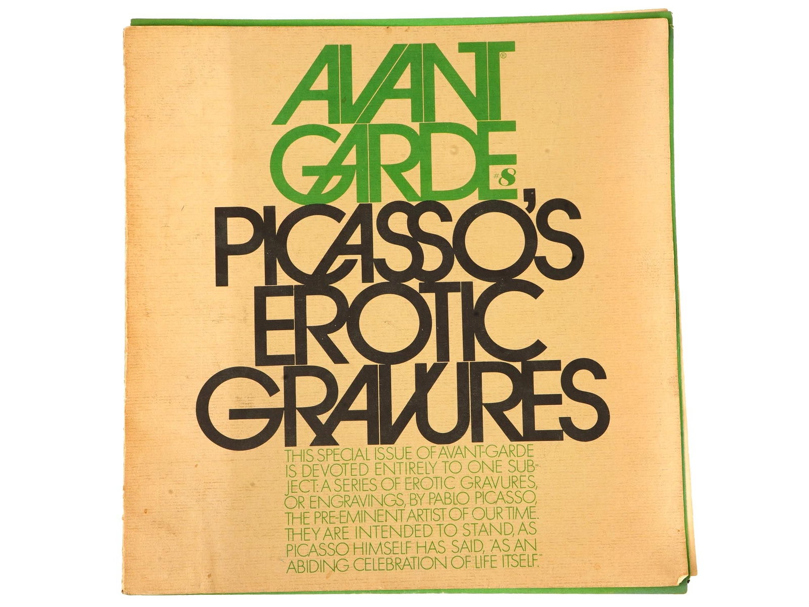 BOOK AVANT GARDE PICASSOS EROTIC GRAVURES 1969: A vintage hardcover illustrated book in english Avant Garde Picassos Erotic Gravures, by Ralph Ginzburg 1969. The book is dedicated to the work of the Spanish artist Pablo Picasso, and includes a larg