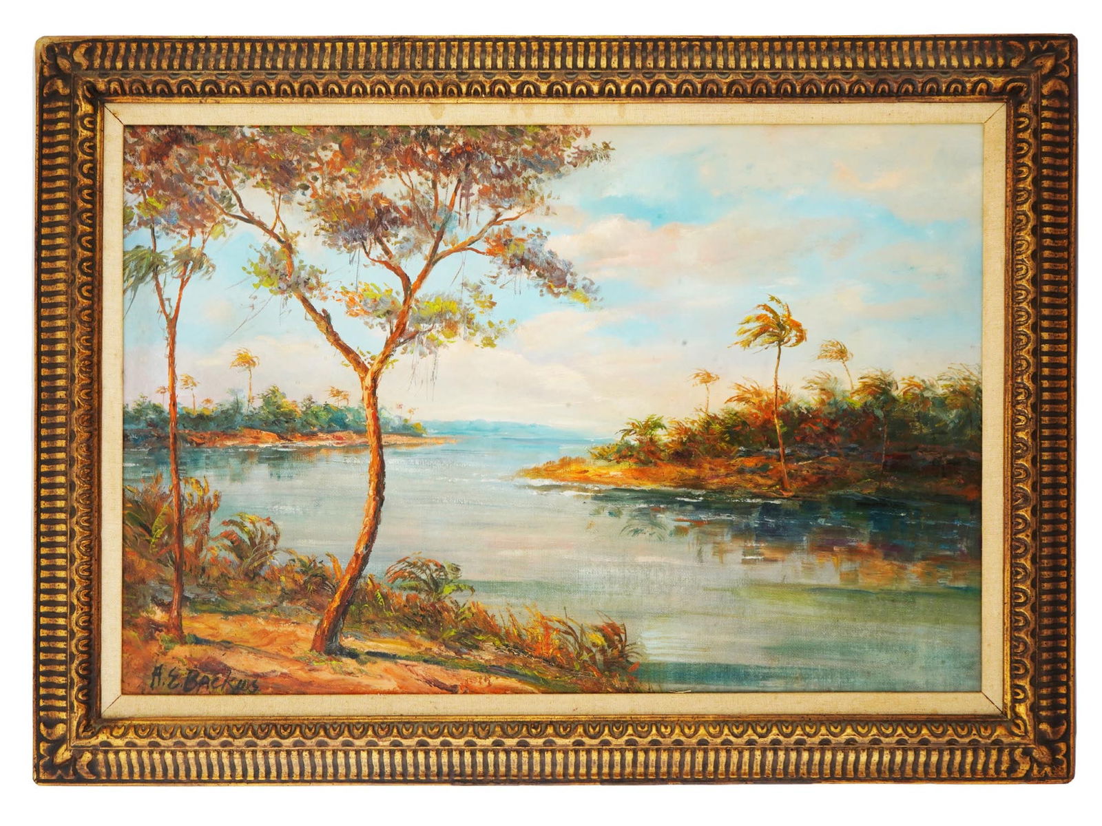 AMERICAN ALBERT ERNEST BACKUS LANDSCAPE OIL PAINTING (1 of 4)