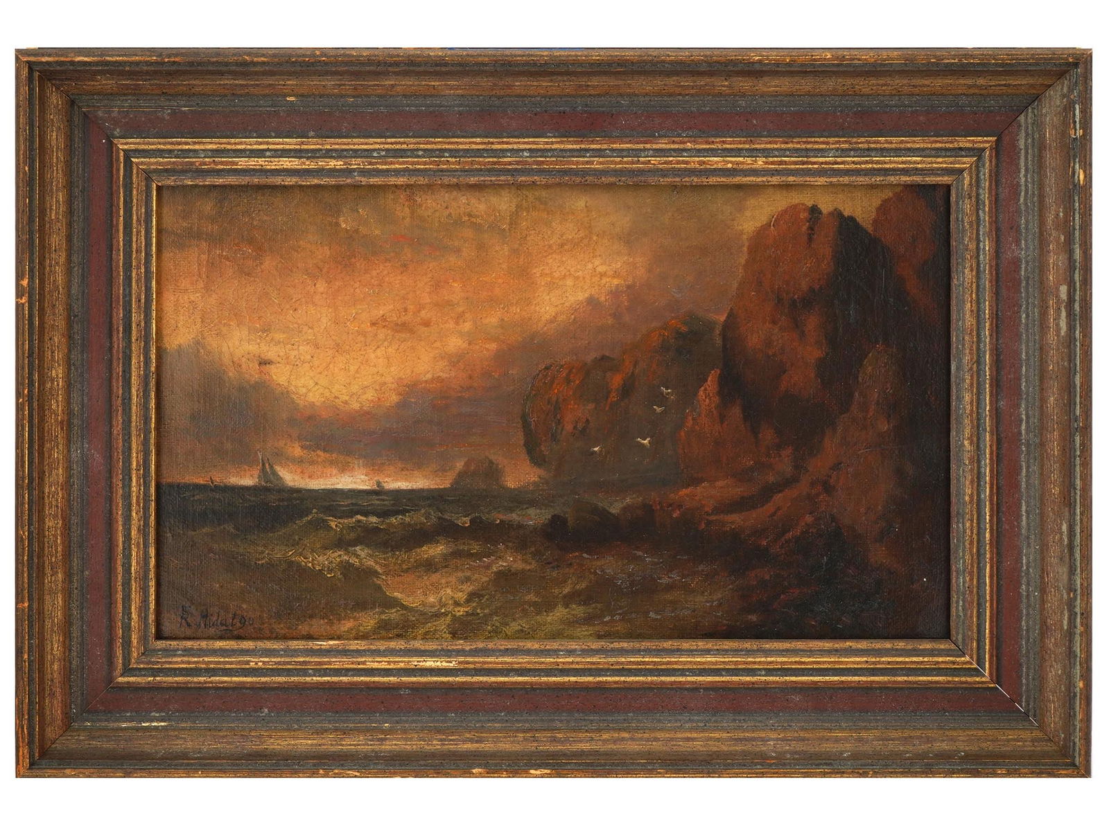 FILIPINO FELIX HIDALGO OIL SEASCAPE SCENE PAINTING (1 of 5)