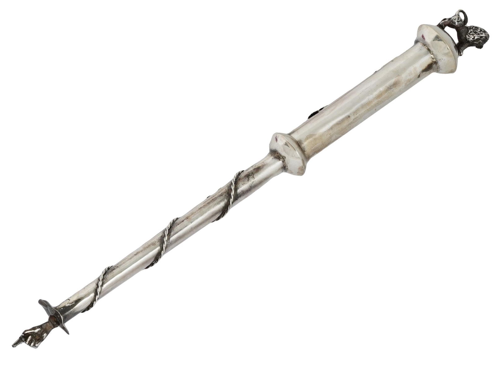 ANTIQUE RUSSIAN JUDAICA SILVER TORAH POINTER W GEMSTONE (1 of 4)