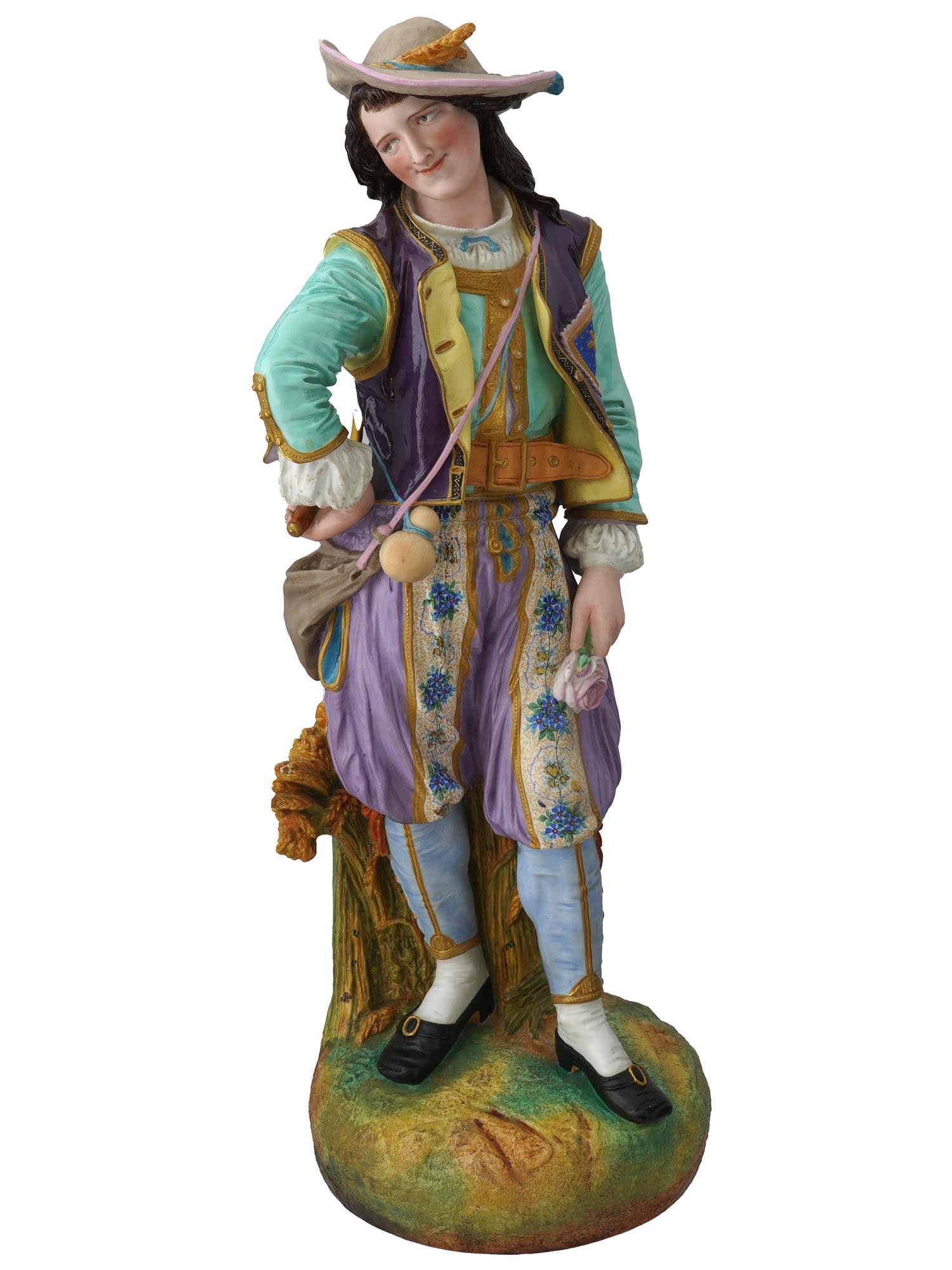 LARGE VINTAGE FRENCH PORCELAIN FIGURE OF SINGER (1 of 10)