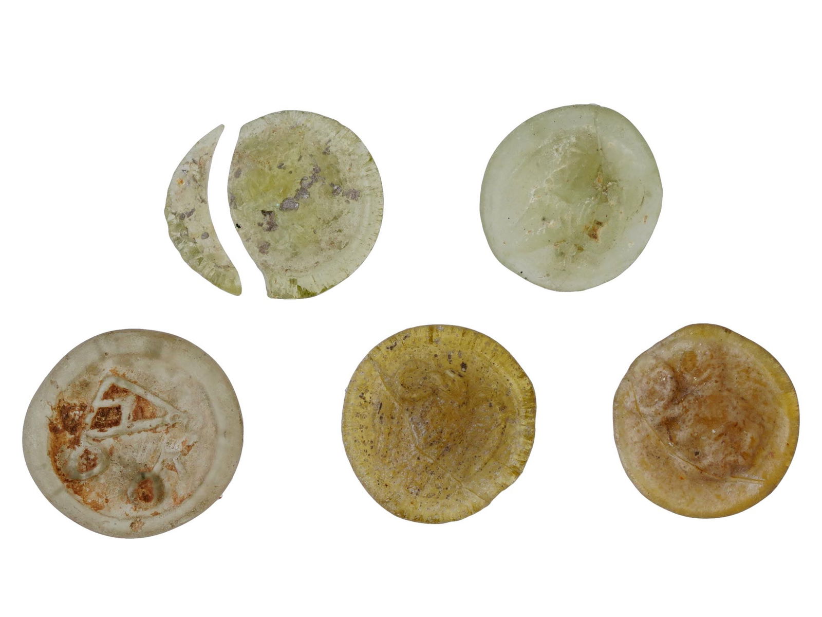 ANCIENT LATE ROMAN GLASS MEDALLIONS CA 300 TO 500 AD (1 of 3)