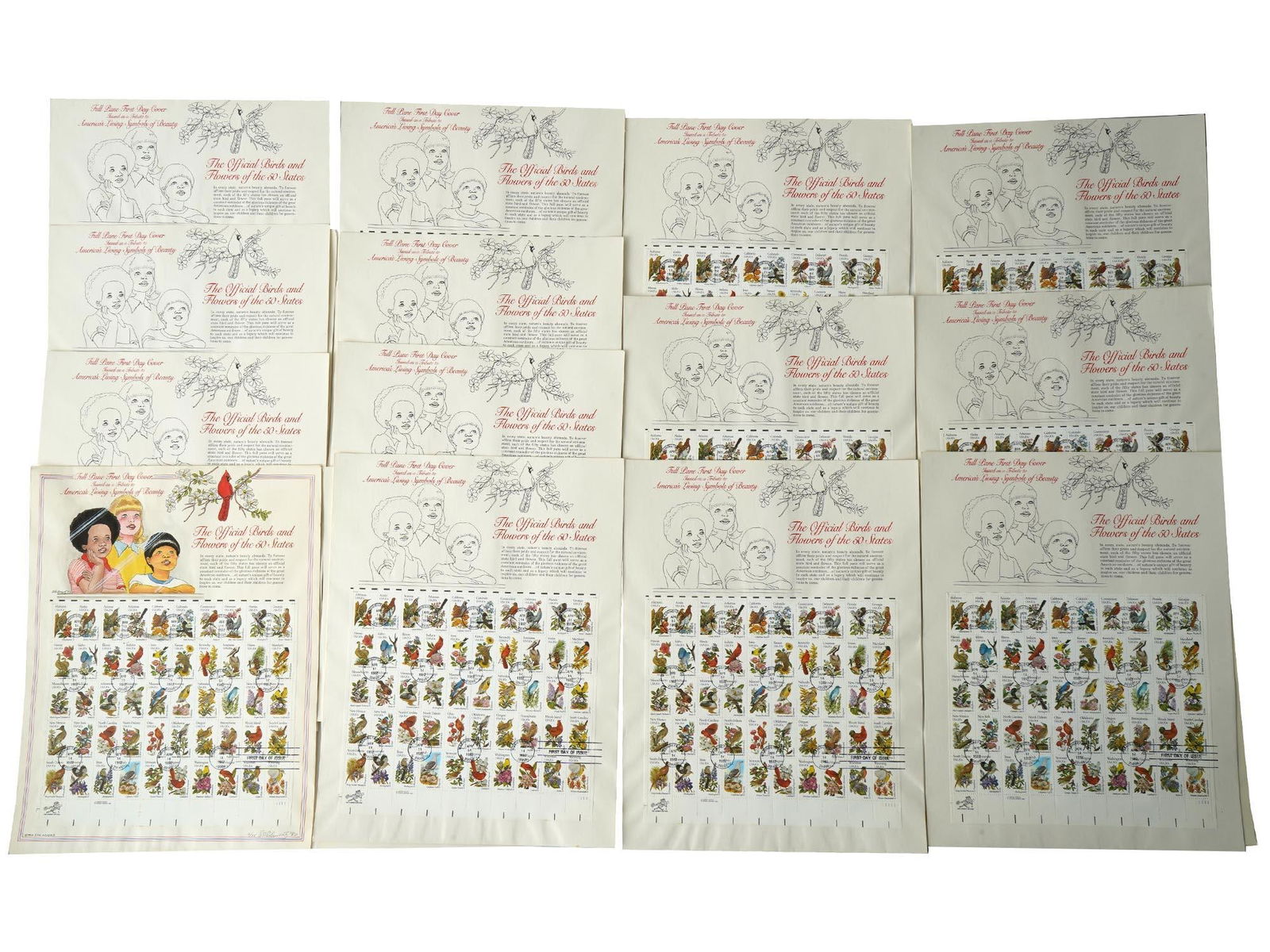 VTG AMERICAN BIRDS AND FLOWERS OF 50 STATES FDC SETS (1 of 6)