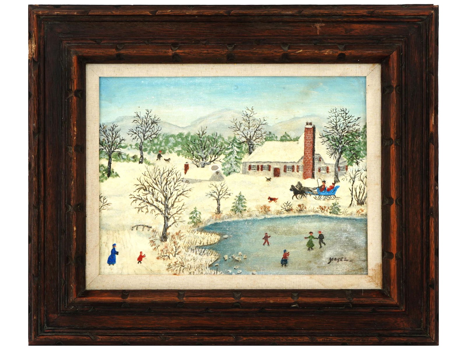 ATTR TO GRANDMA ANNA MOSES AMERICAN FOLK OIL PAINTING (1 of 4)