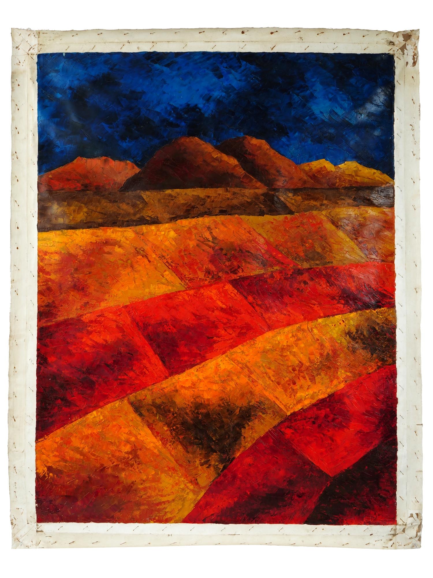 ATTR TO AKBAR PADAMSEE INDIAN LANDSCAPE OIL PAINTING (1 of 4)