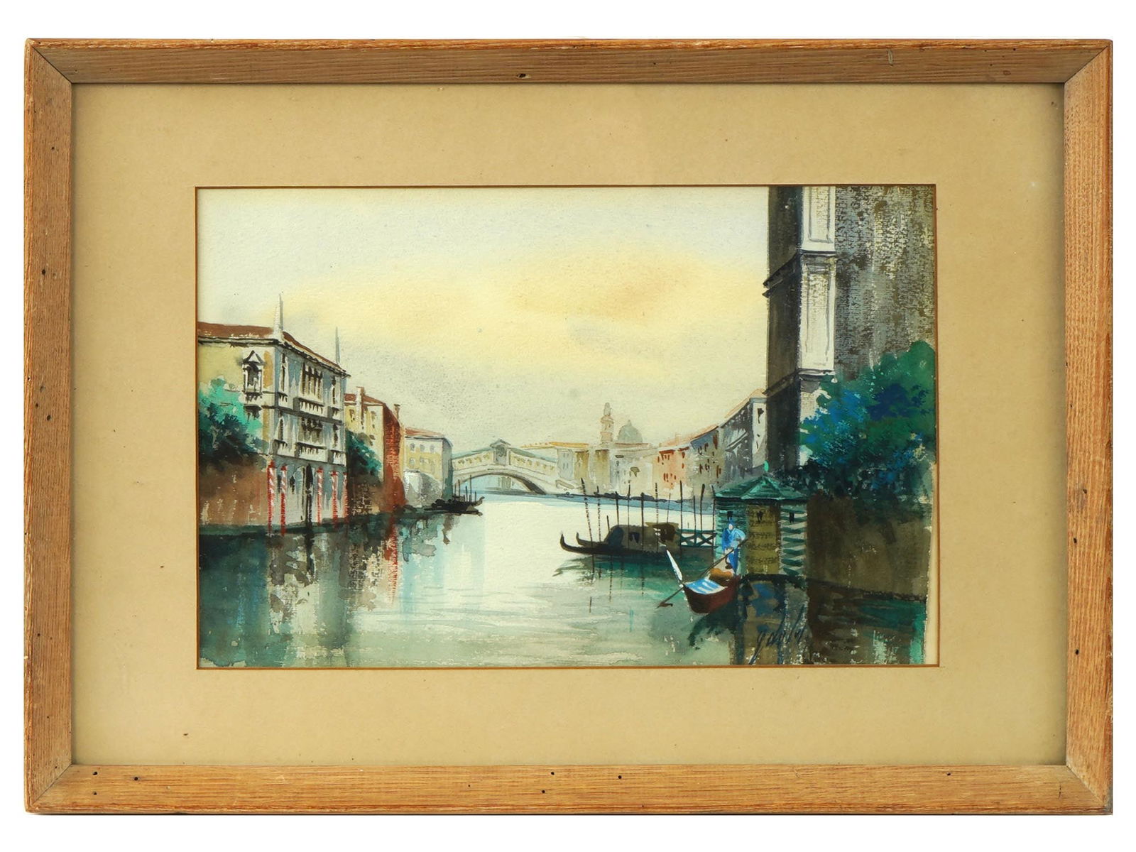 VINTAGE EUROPEAN VENICE CITYSCAPE WATERCOLOR PAINTING (1 of 4)