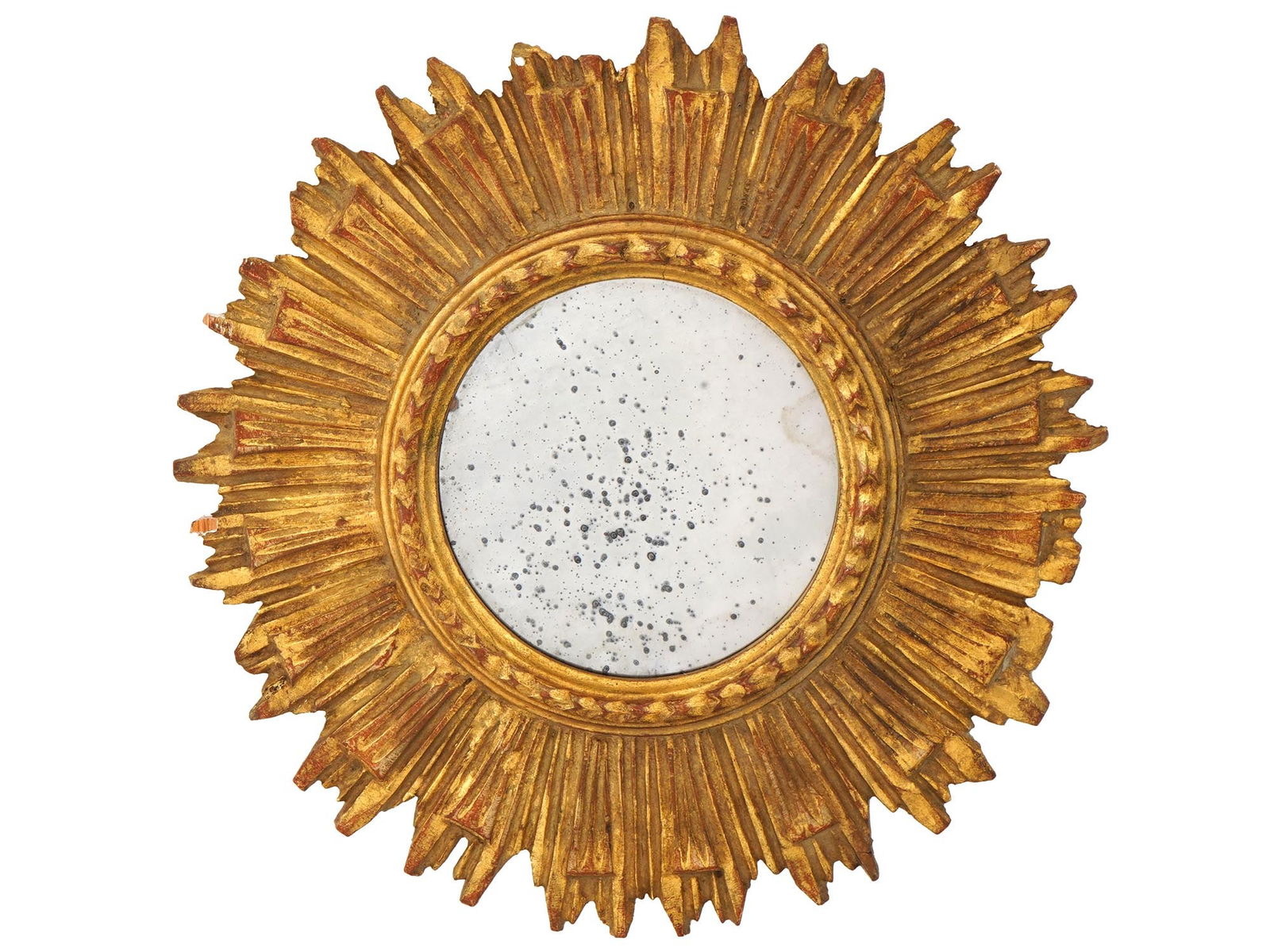MID 20TH CEN CARVED WOOD GILT SUNBURST DESIGN MIRROR (1 of 2)