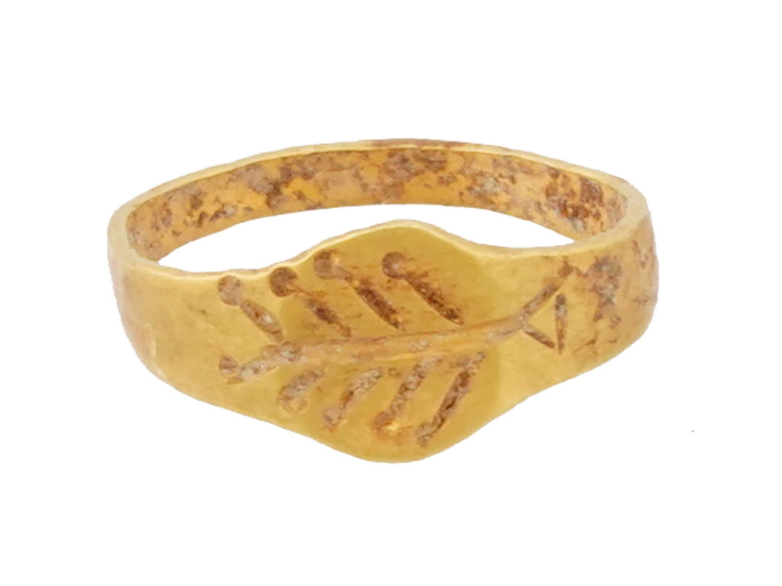 ANCIENT GOLD BABY RING WITH ENGRAVED TREE OF LIFE MOTIF (1 of 4)