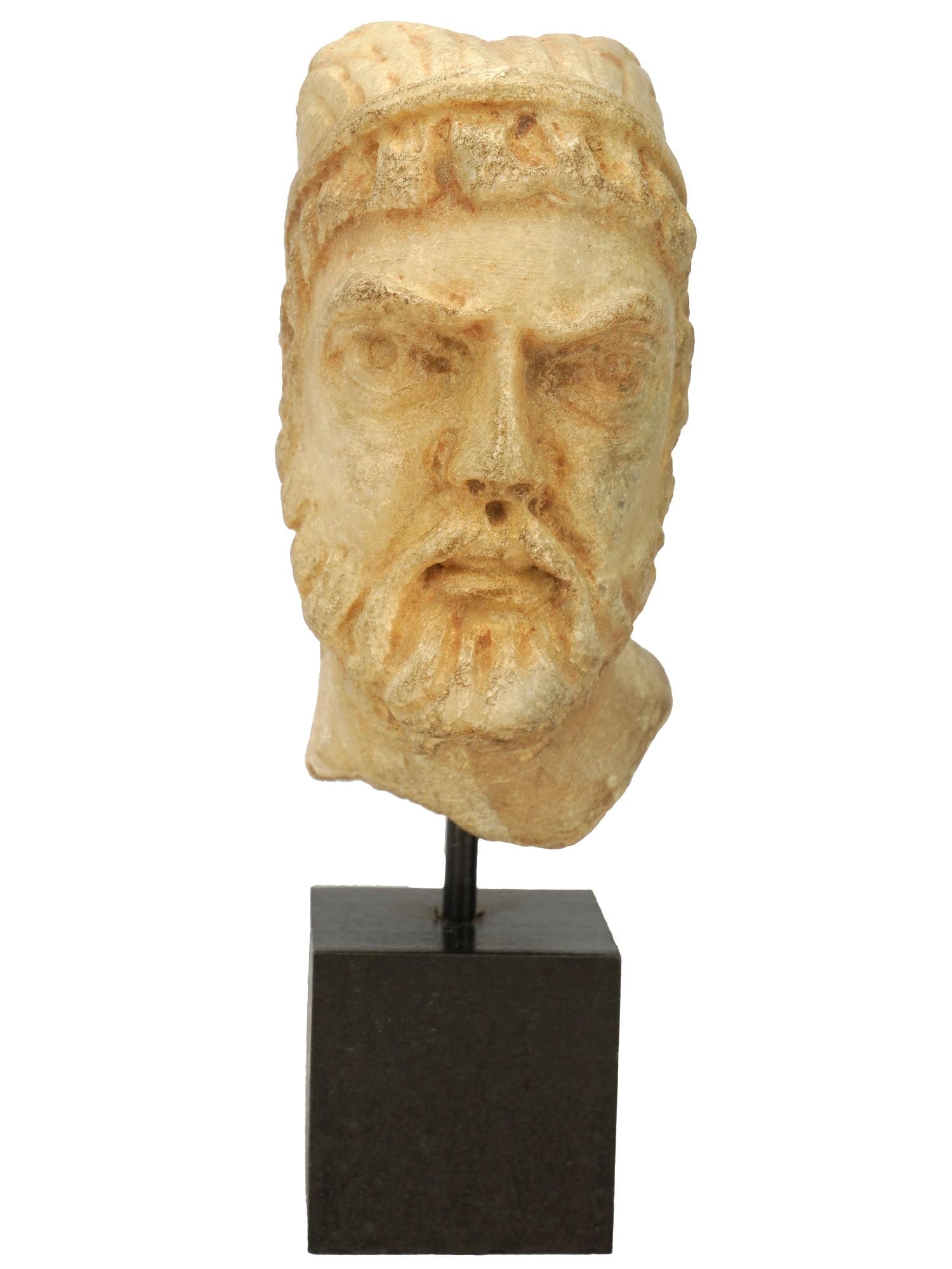 ANCIENT ROMAN SCULPTURE FRAGMENT MARBLE MALE HEAD (1 of 6)