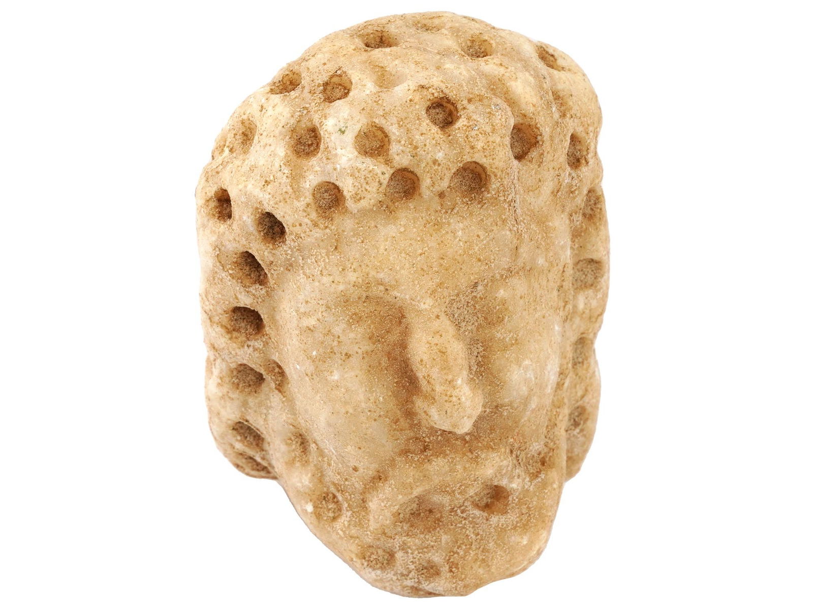 ANCIENT BYZANTINE PERIOD CARVED FRAGMENT OF SAINTS HEAD (1 of 6)