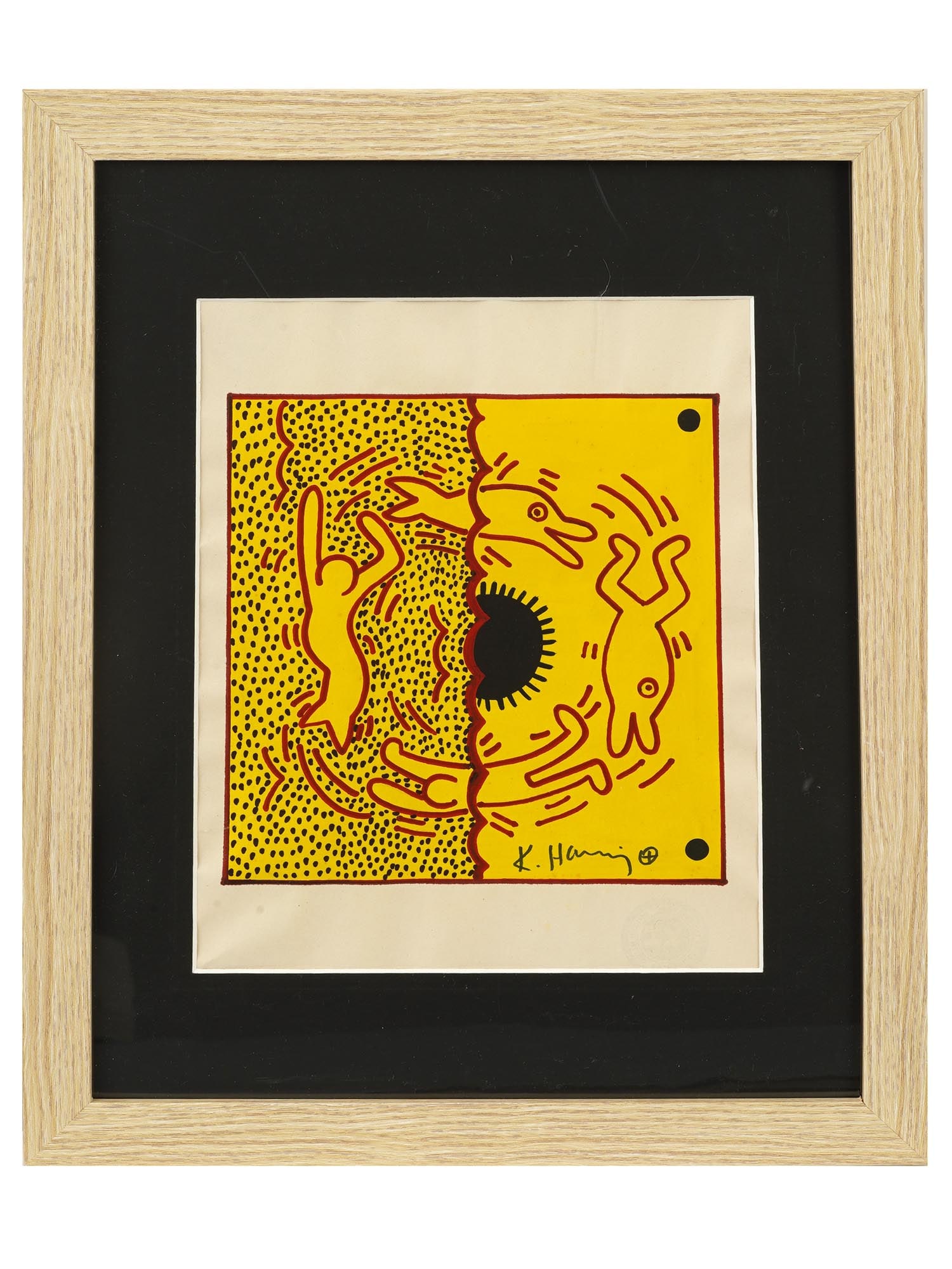 ATTR TO KEITH HARING AMERICAN POP ART MARKER PAINTING (1 of 6)