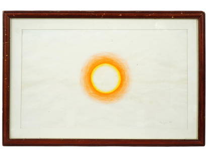 POLISH AMERICAN PAINTING BY WOJCIECH FANGOR SIGNED: Wojciech Bonawentura Fangor, also known as Voy Fangor, Polish American, 1922 to 2015, an oil pastel painting on paper, Untitled. Signed by the artist lower right and dated 1970. Matted and framed. Woj