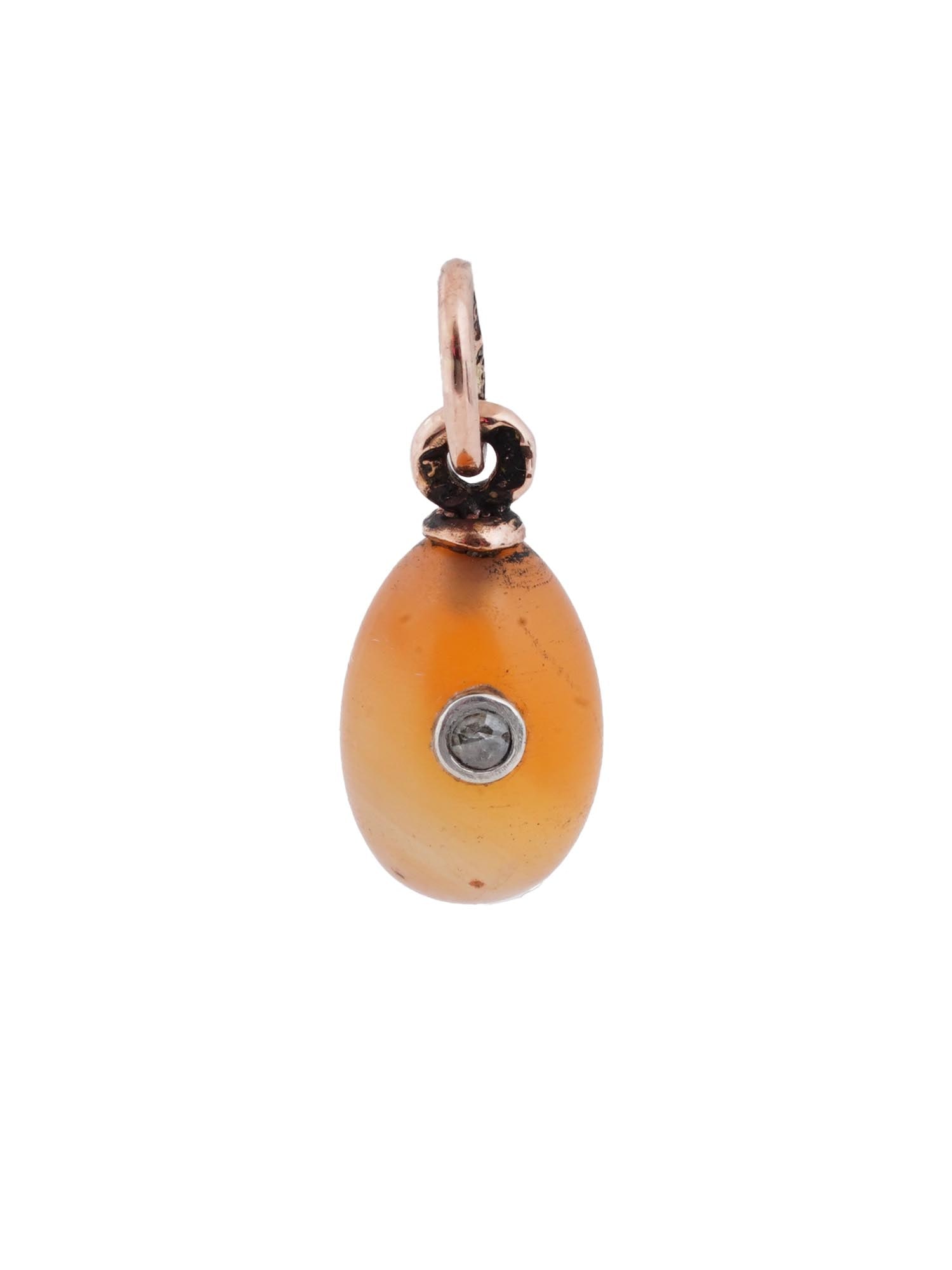 RUSSIAN 14K GOLD CARVED HARDSTONE EASTER EGG PENDANT (1 of 5)