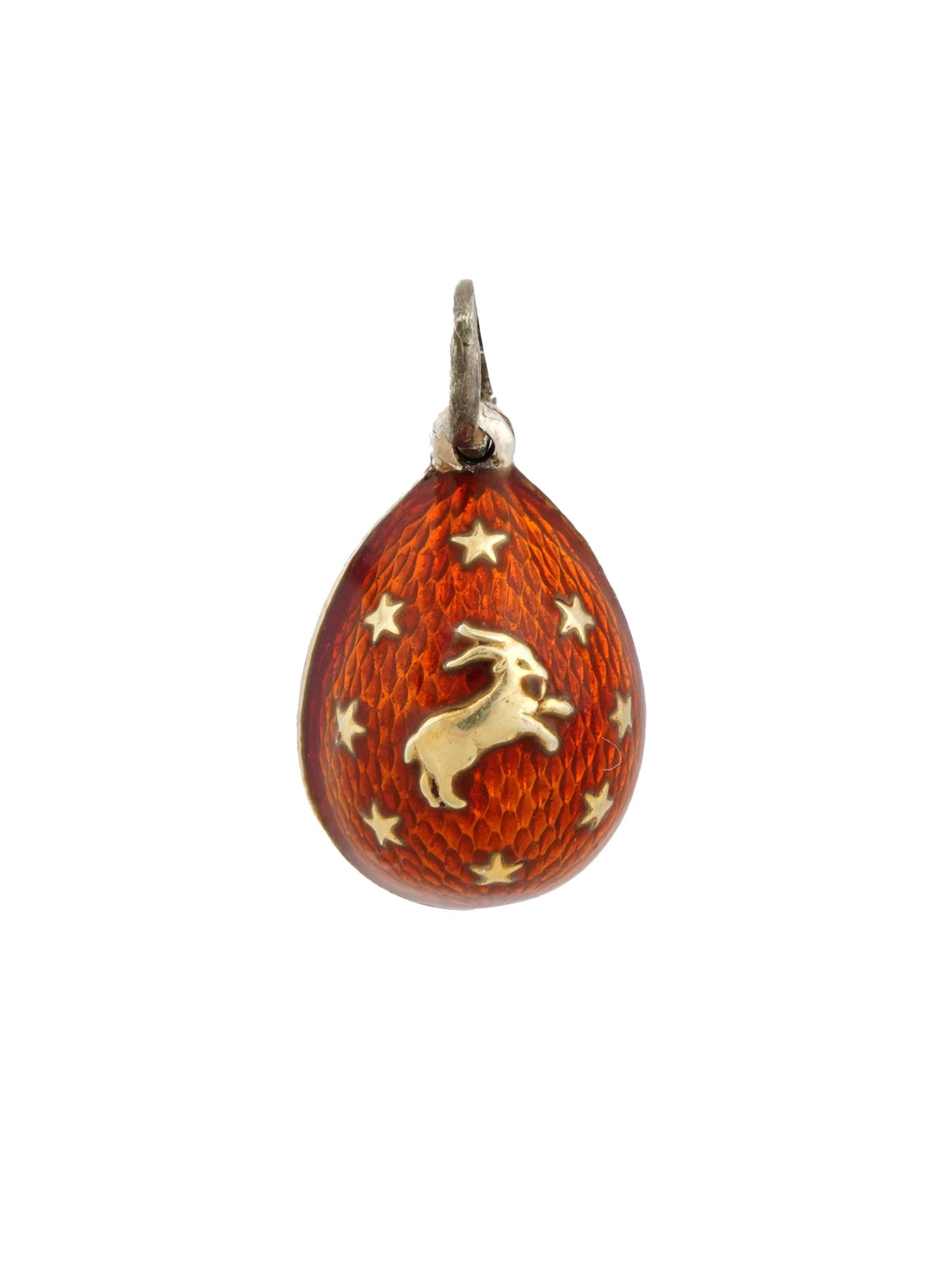 RUSSIAN GILT SILVER ENAMEL EGG PENDANT CAPRICORN (1 of 5)