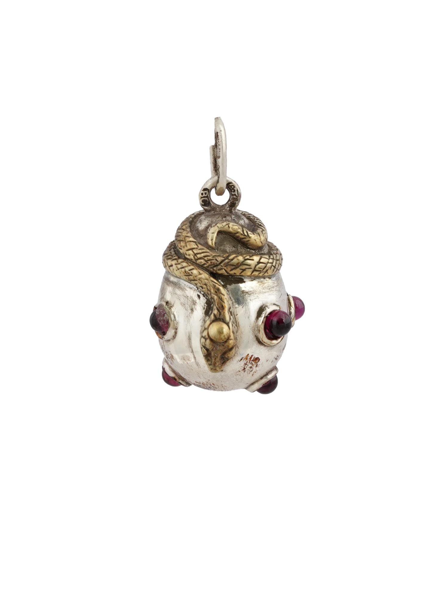 RUSSIAN GILT SILVER RUBY SNAKE EGG PENDANT (1 of 5)