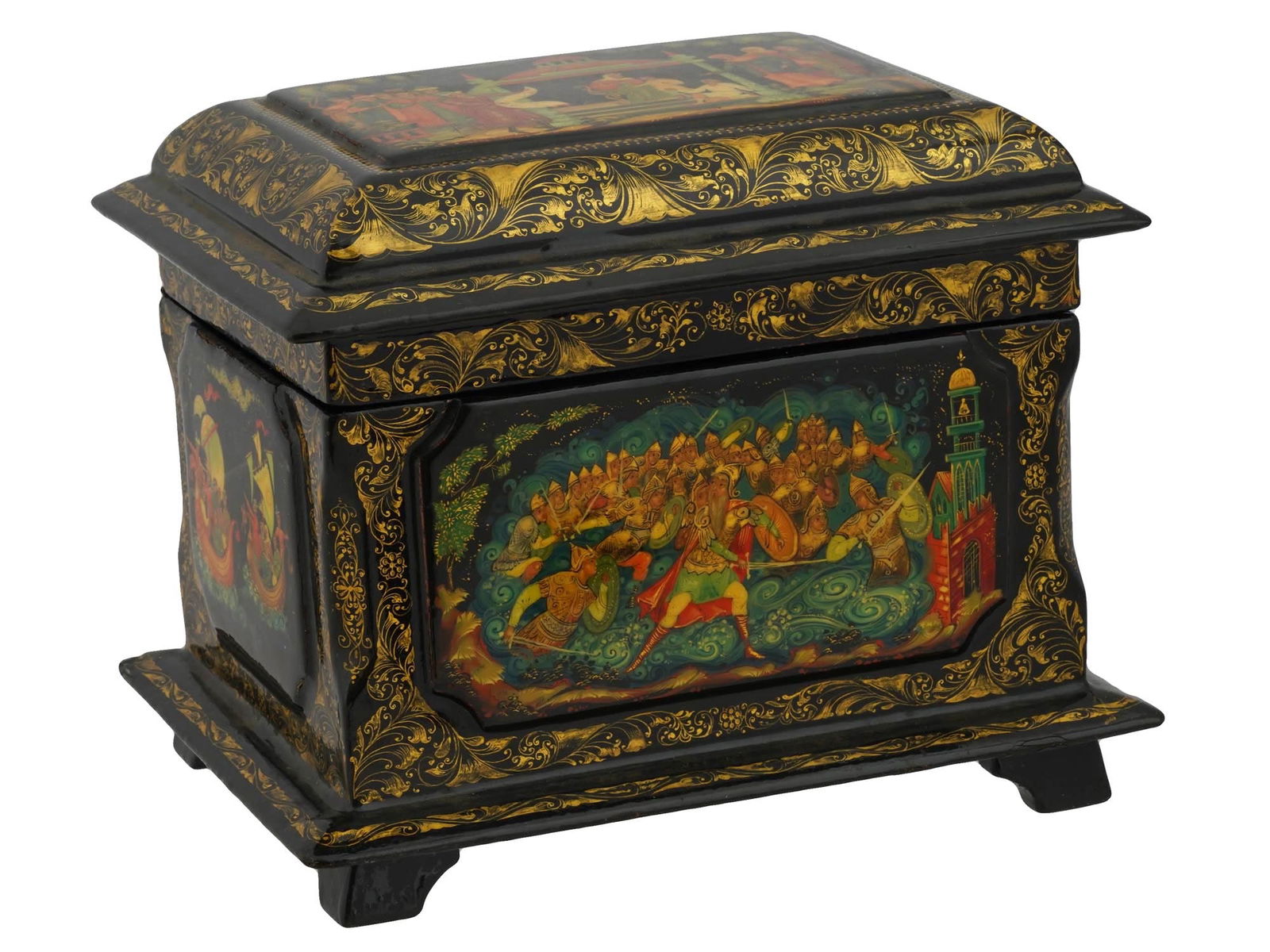 EXTRA LARGE RUSSIAN PALEKH LACQUERED JEWELRY BOX SIGNED (1 of 11)