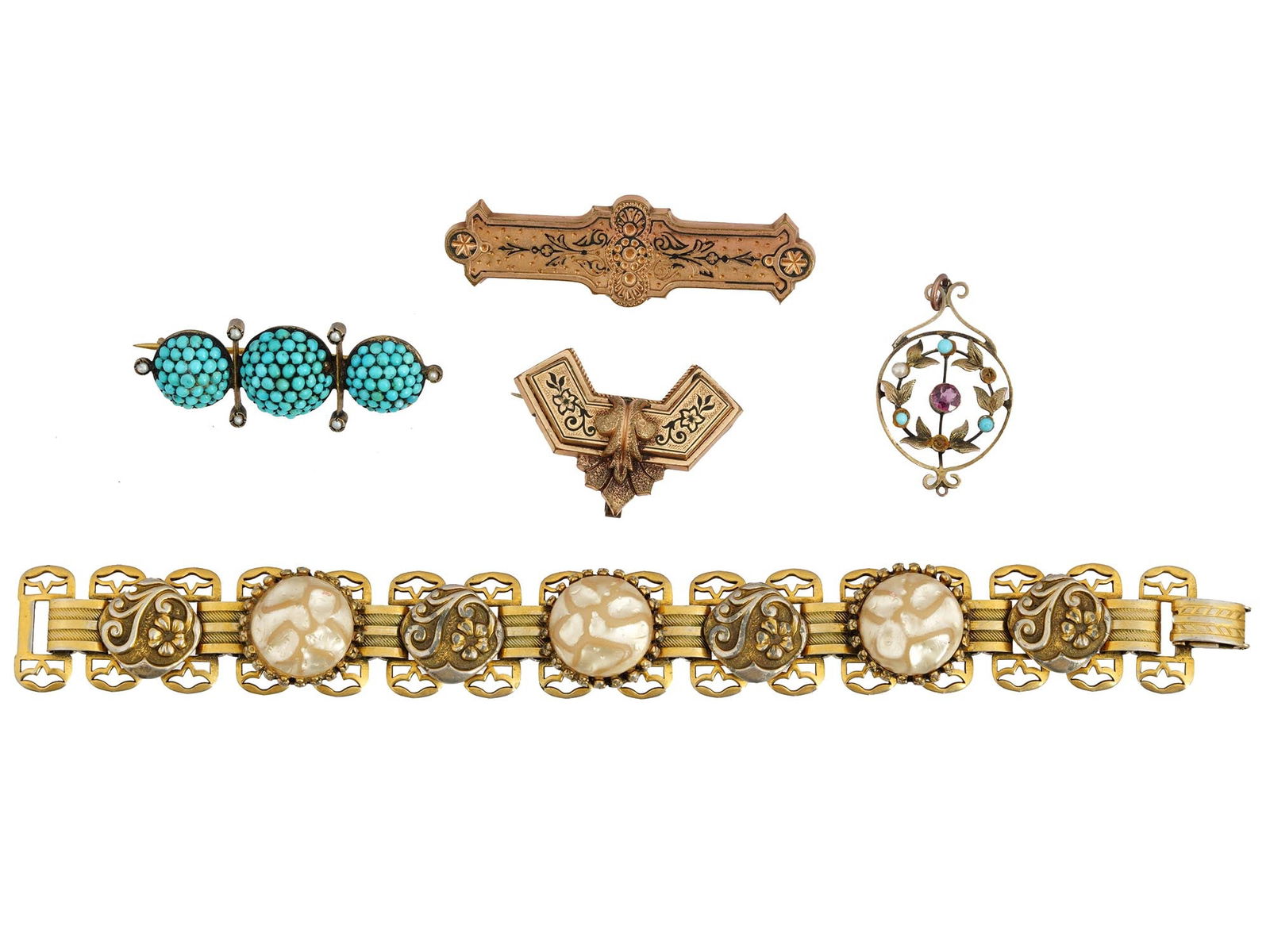 ANTIQUE VICTORIAN JEWELRY BROOCHES PENDANT BRACELET (1 of 3)