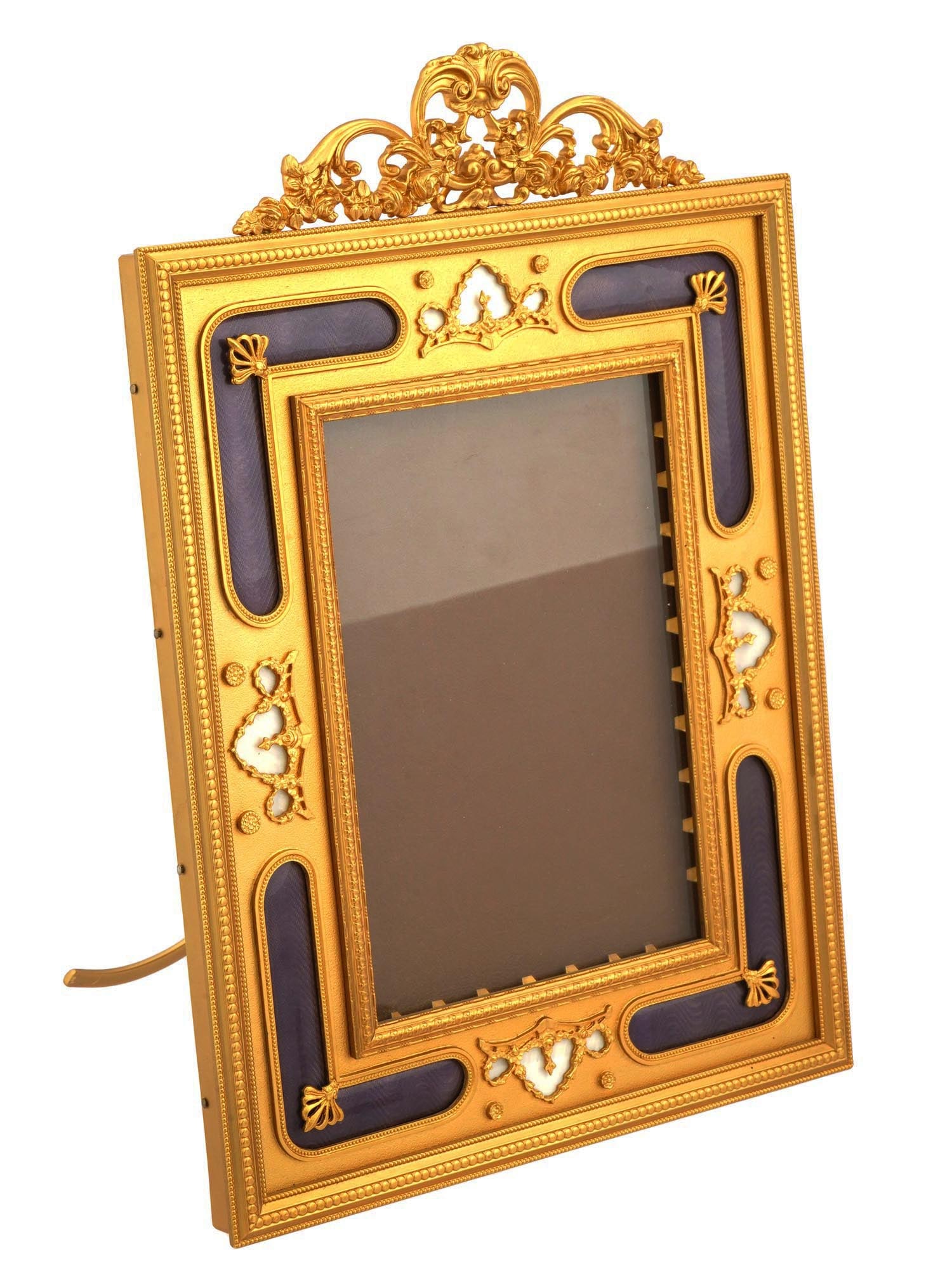 FRENCH ORMOLU ENAMEL MOTHER OF PEARL PICTURE FRAME (1 of 6)