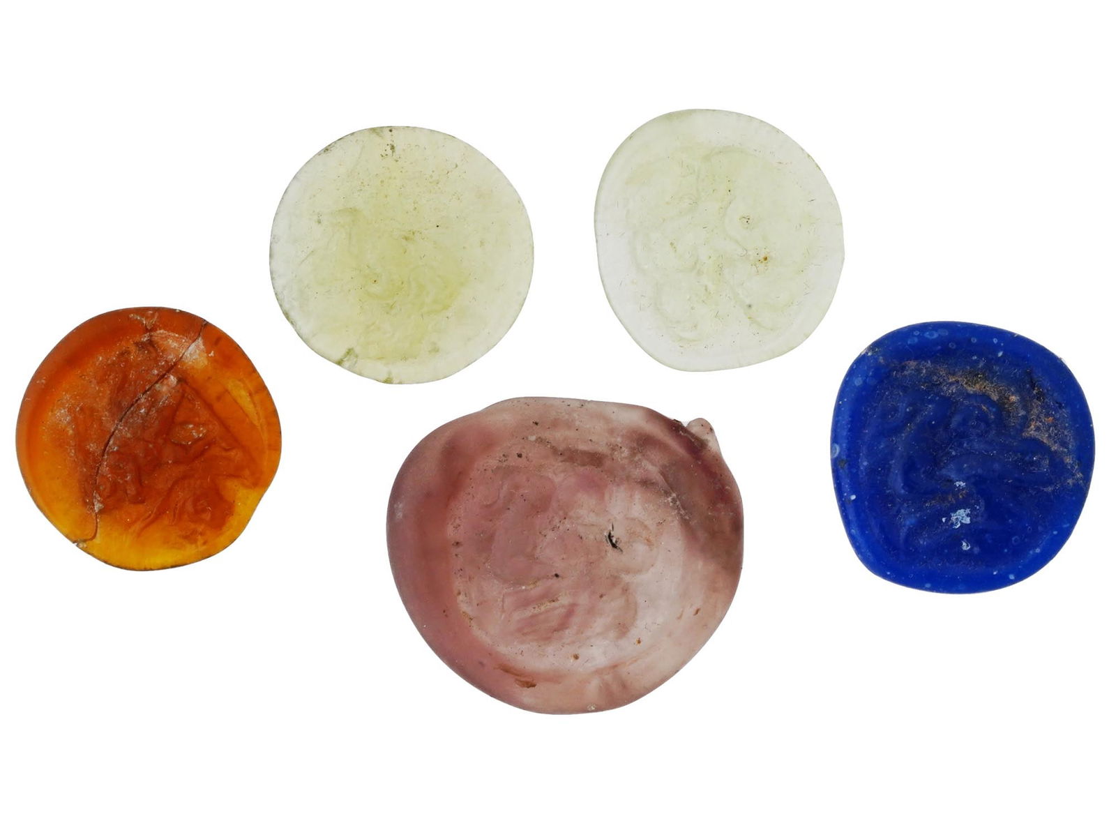 ANCIENT ROMAN AND BYZANTINE MULTICOLOR GLASS MEDALLIONS (1 of 3)