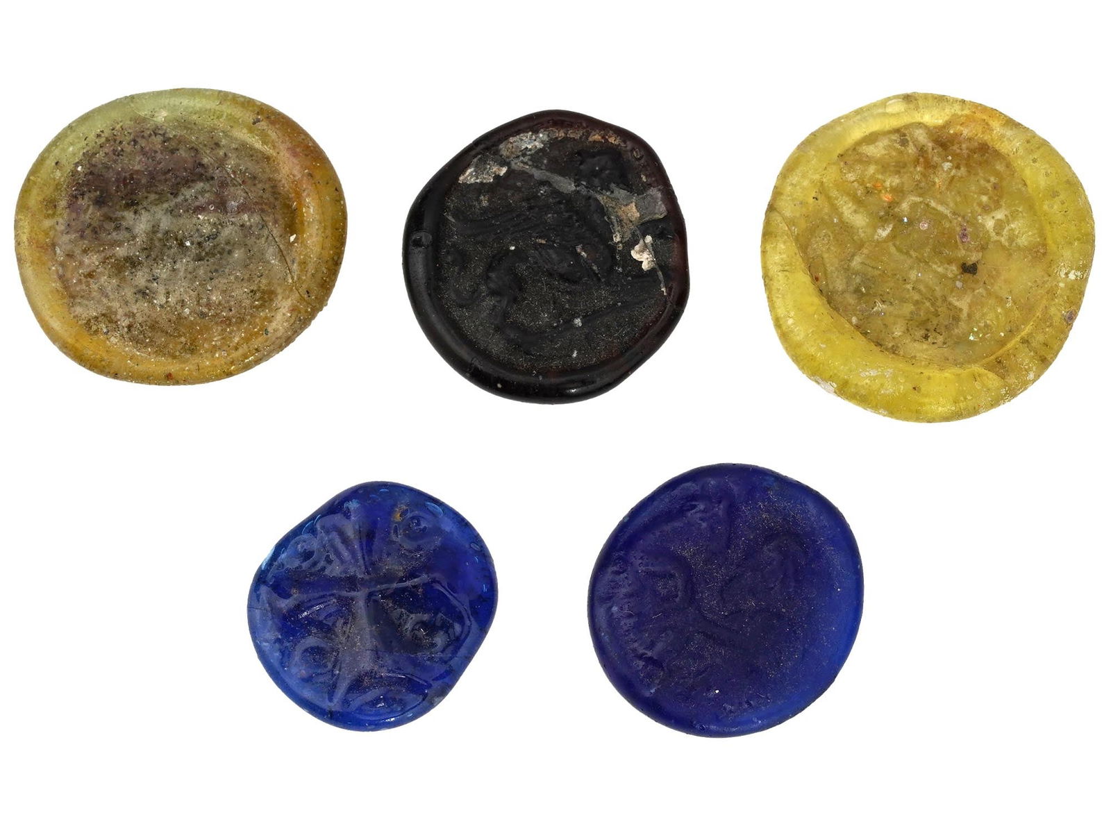 ANCIENT ROMAN AND BYZANTINE MULTICOLOR GLASS MEDALLIONS (1 of 5)